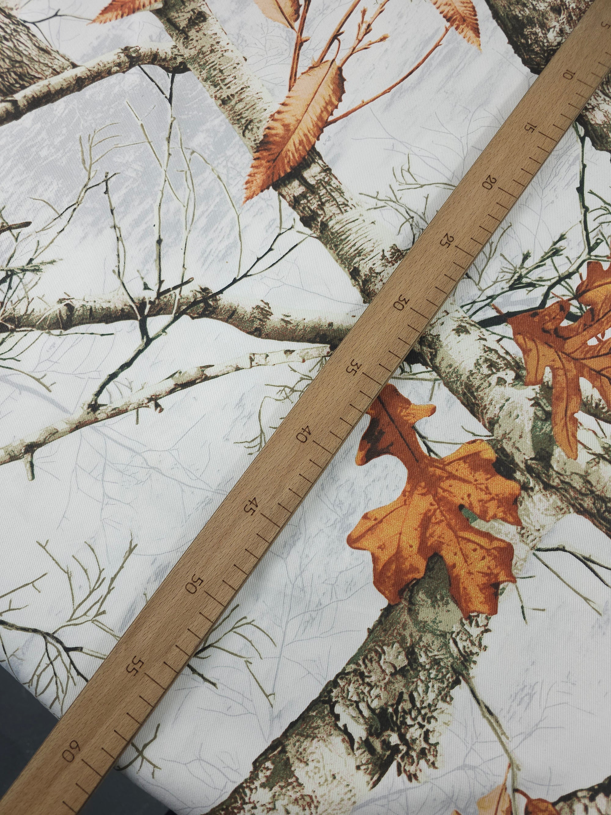 White Snowy Leaf Branches Canvas Cotton