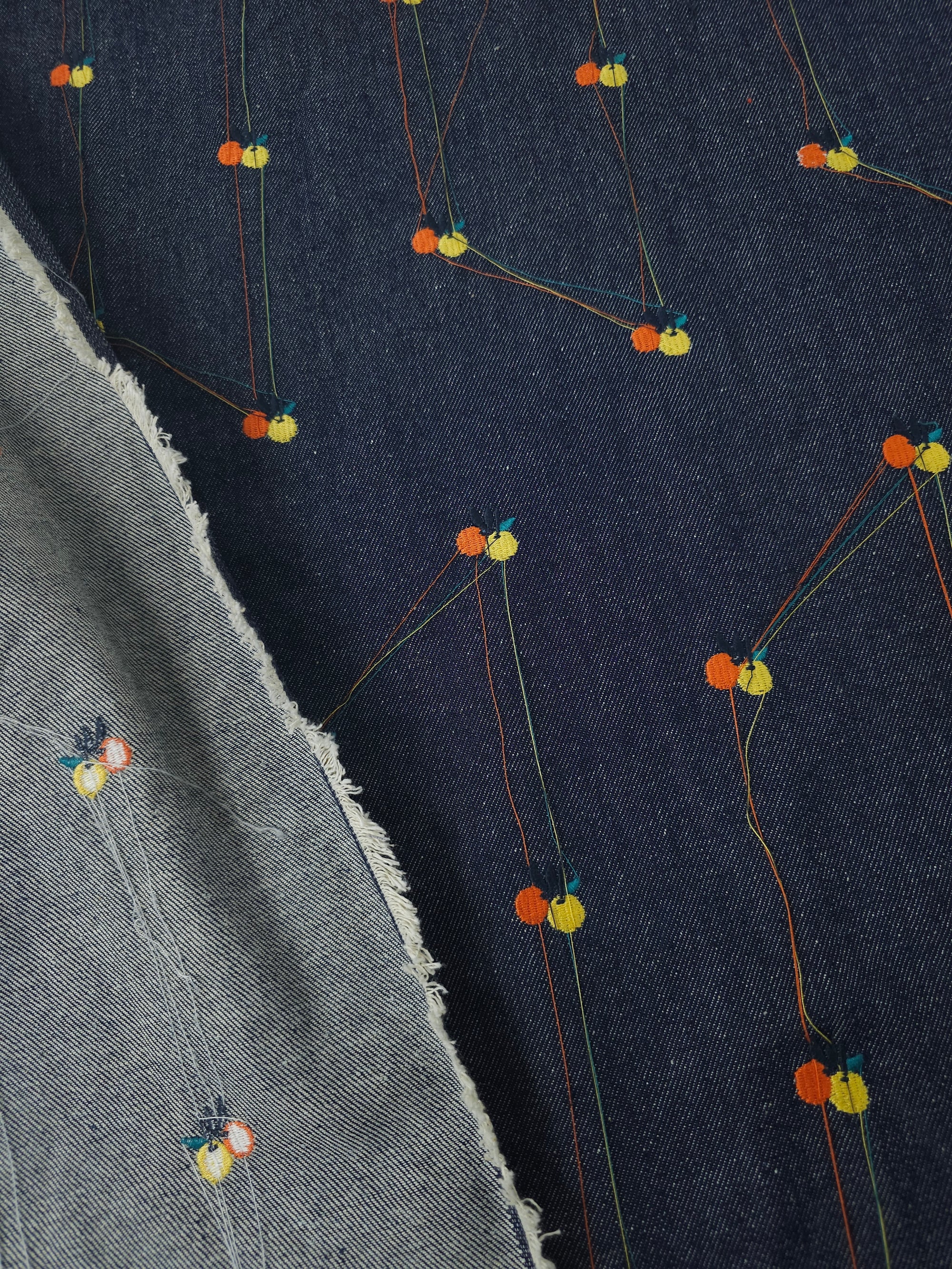 Lemon/Orange Embroidered Denim