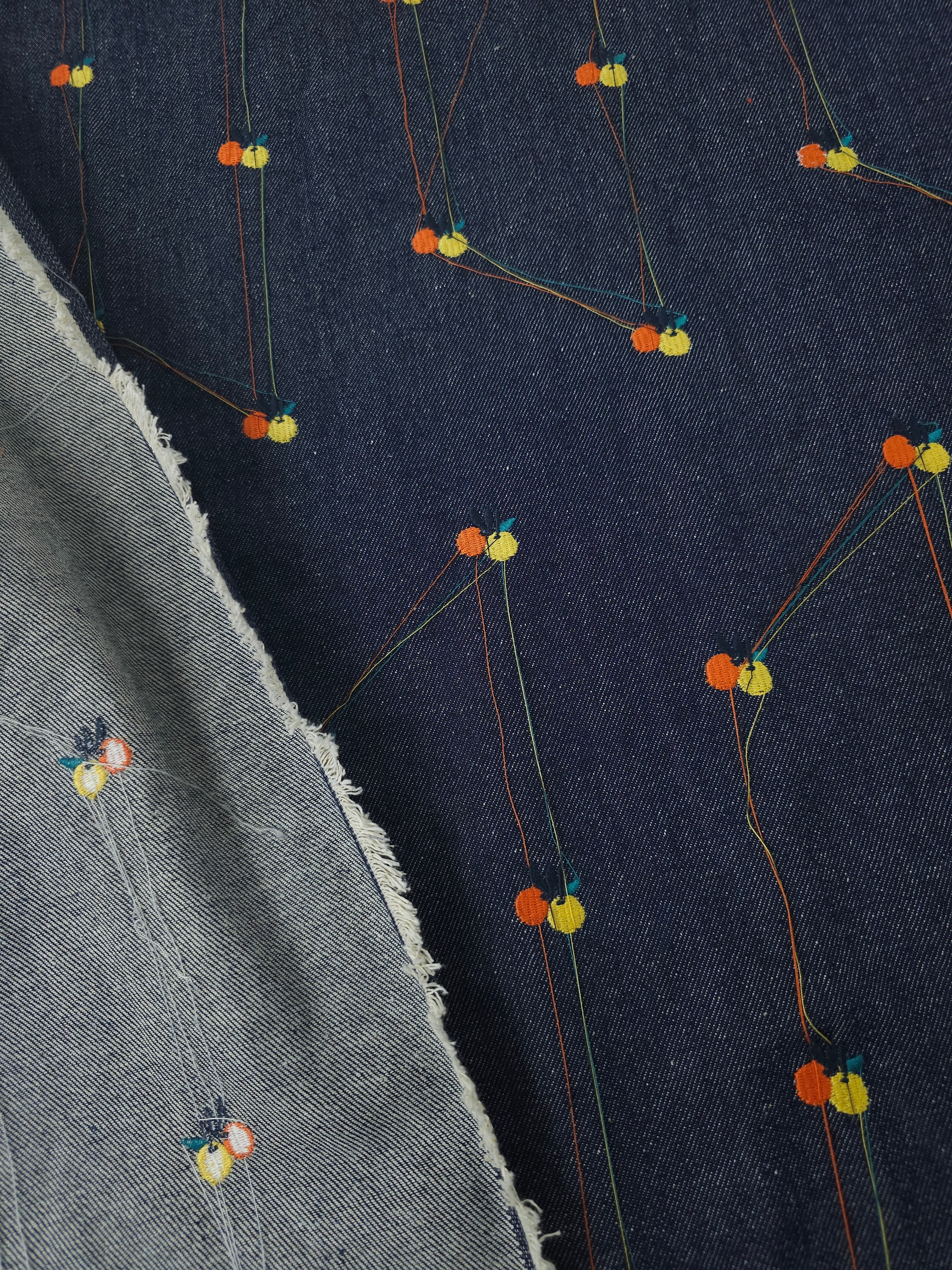 Lemon/Orange Embroidered Denim