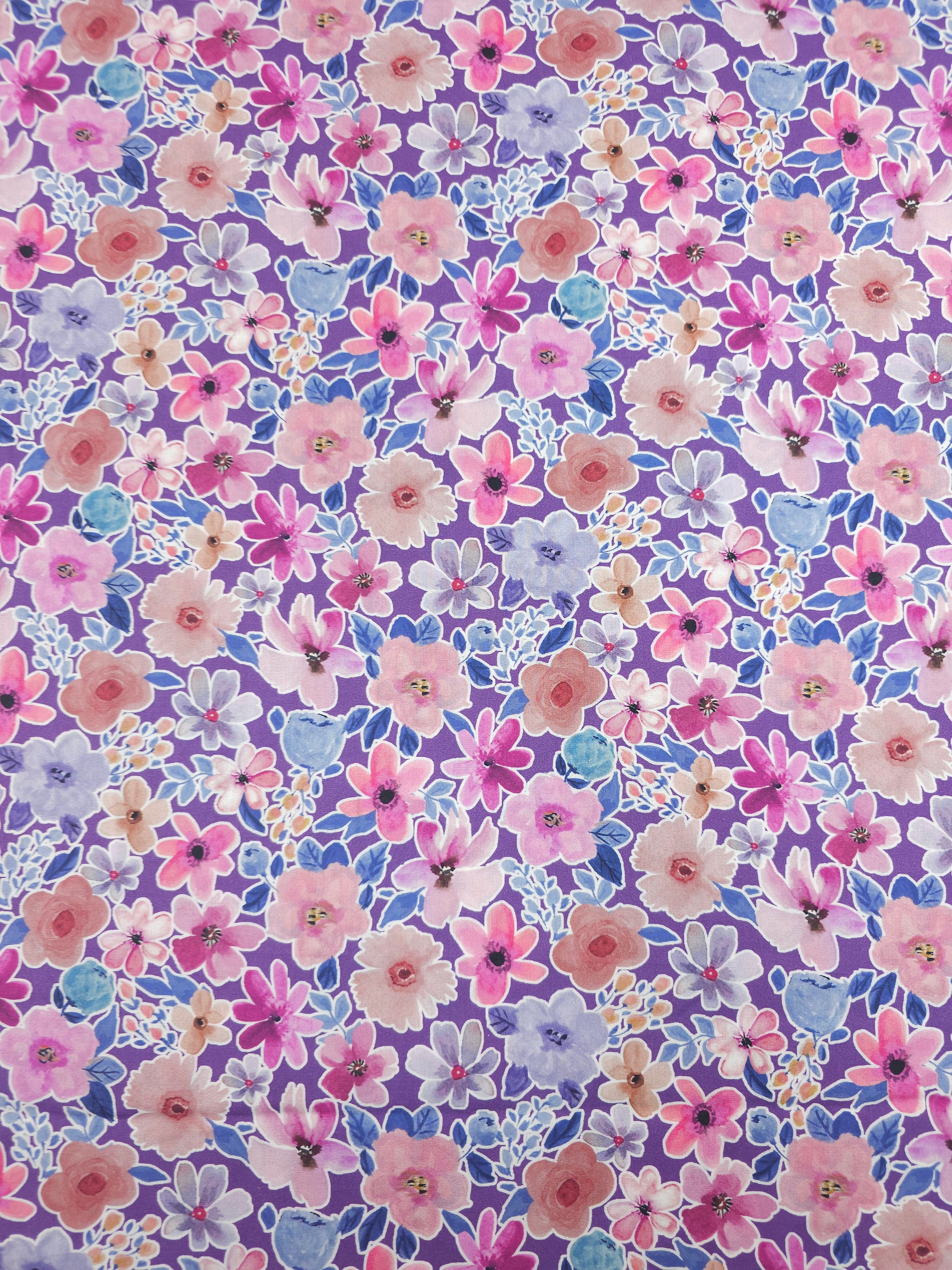Beau Watercolour Floral Lightweight Cotton 57"