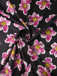  Magenta/Black Leopard Floral Poly Satin Jacqaurd Stretch