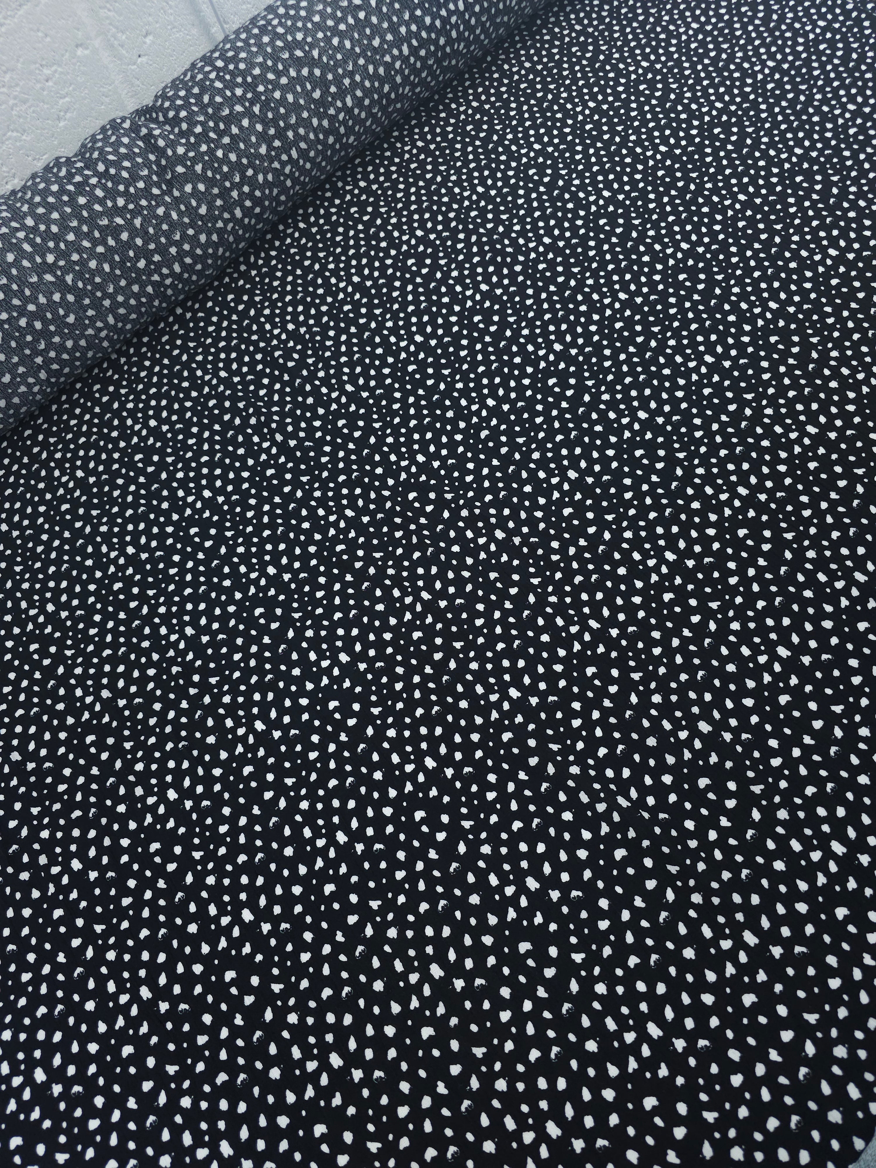 Black/White Irregular Speckle Dot Crinkle Viscose