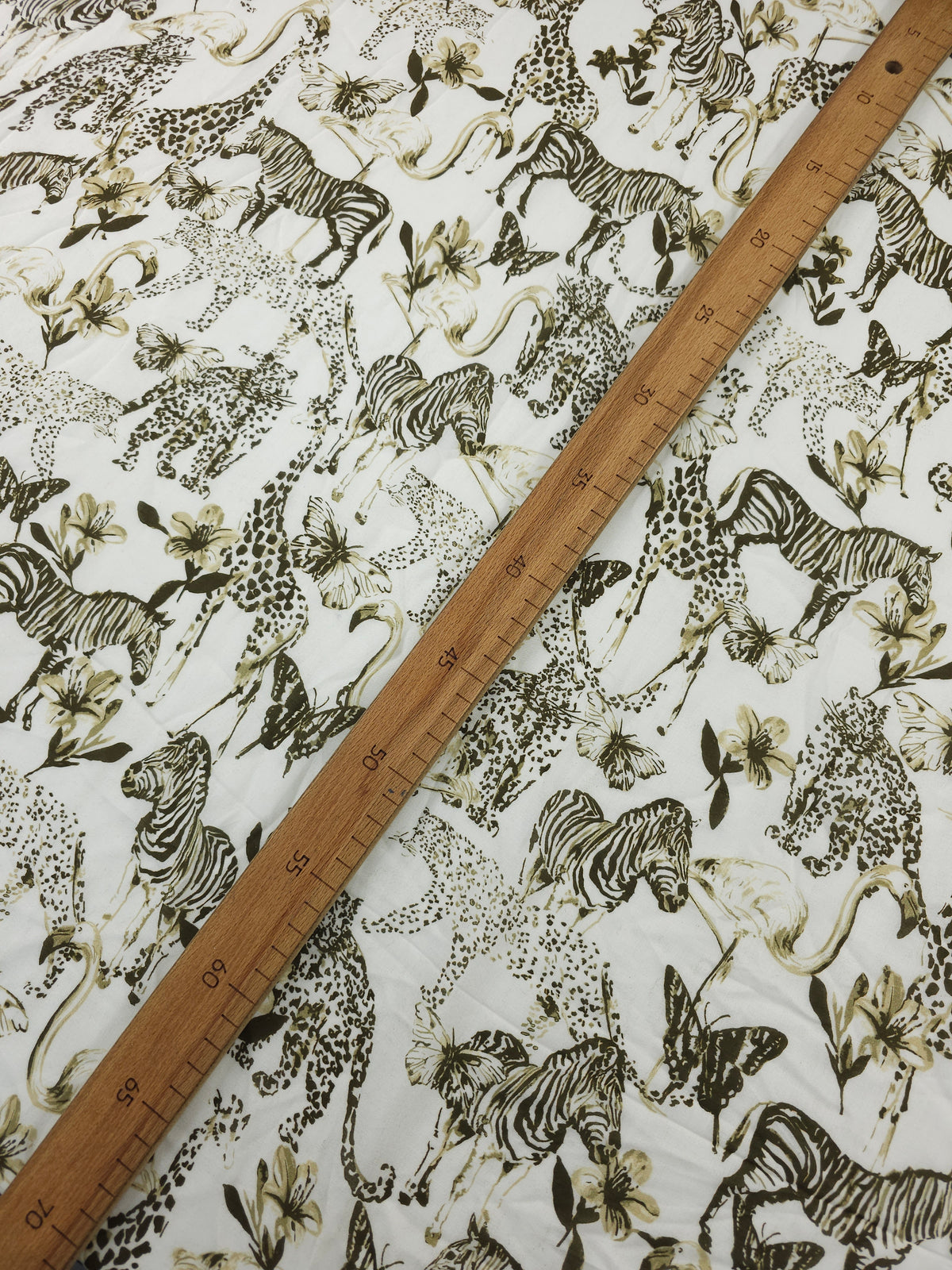 Brown/Ivory Safari Animals Viscose Voile