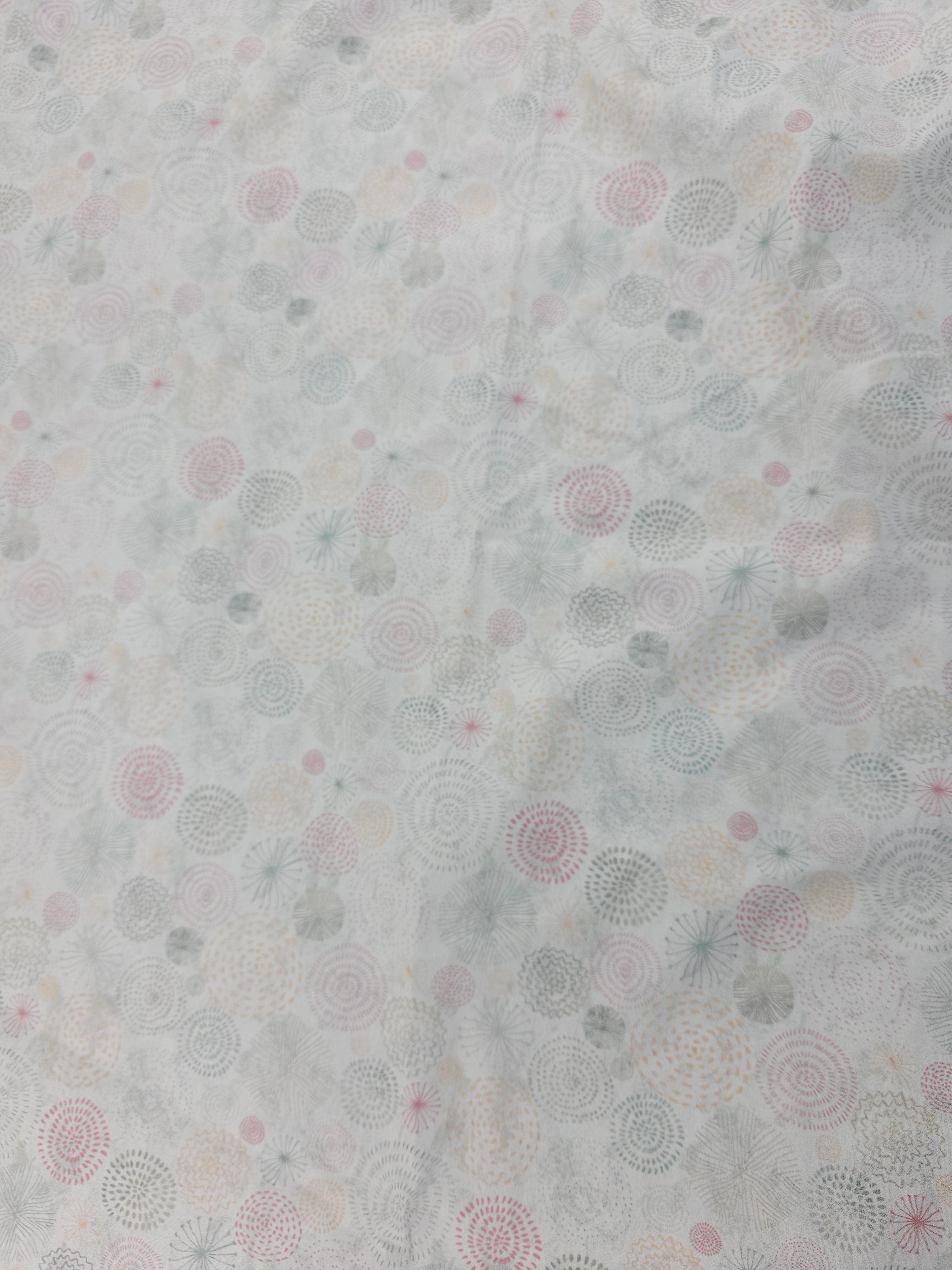 Light grey pink burst Cotton- 2.4m piece