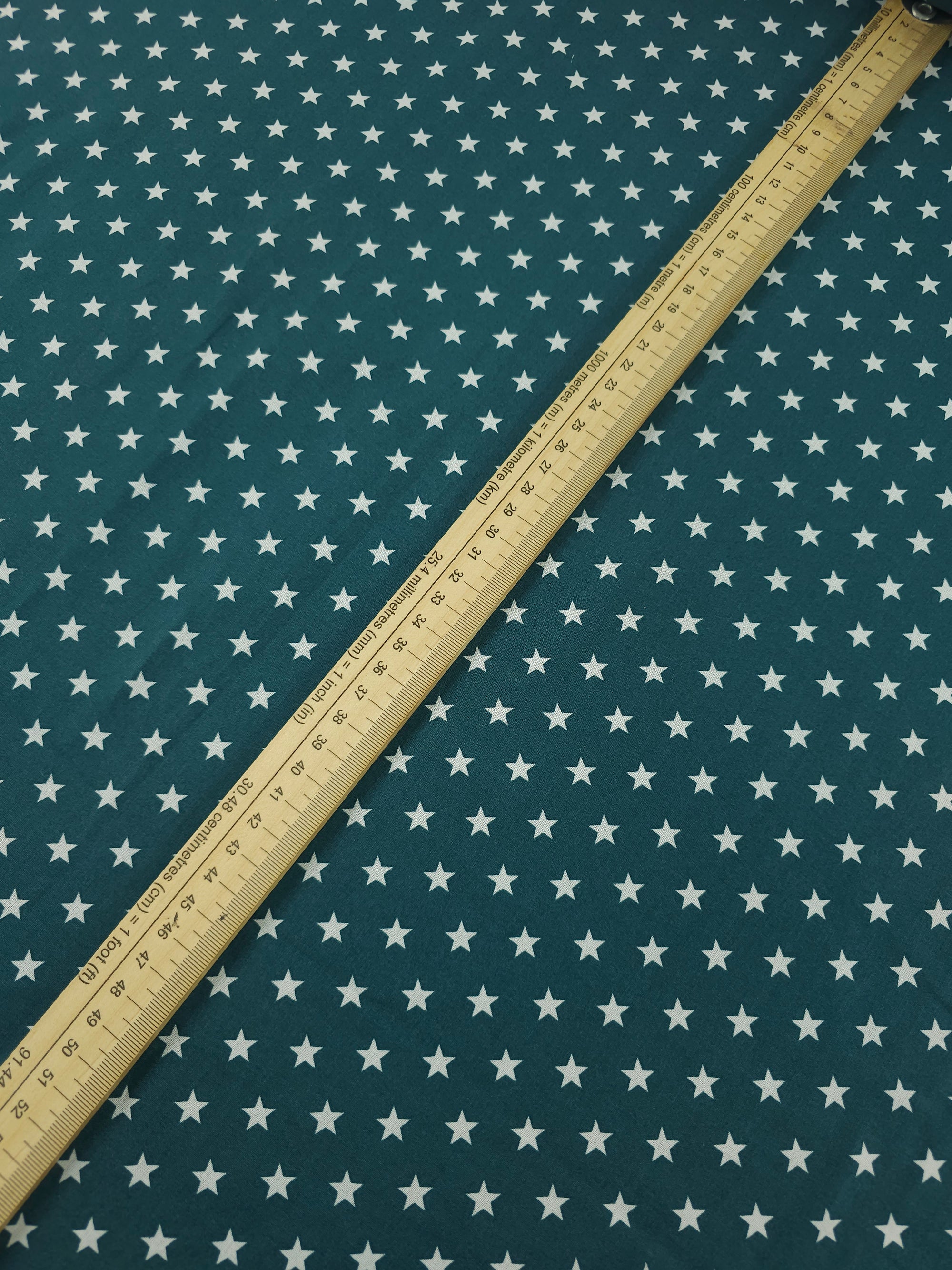 Deep Teal Petit Stars 100% Cotton 60"