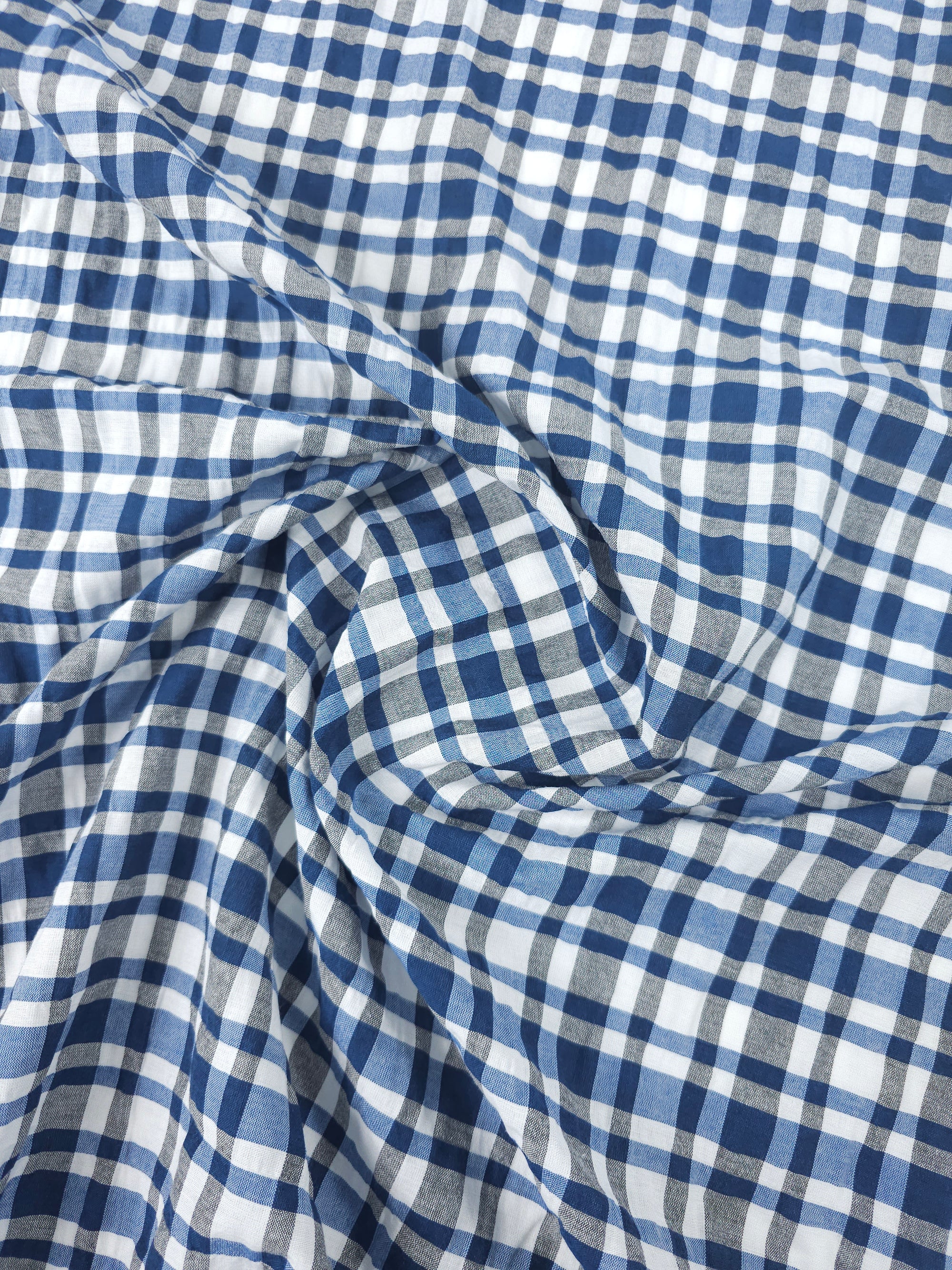 Hale Blue/Grey Gingham Check Cotton Poly