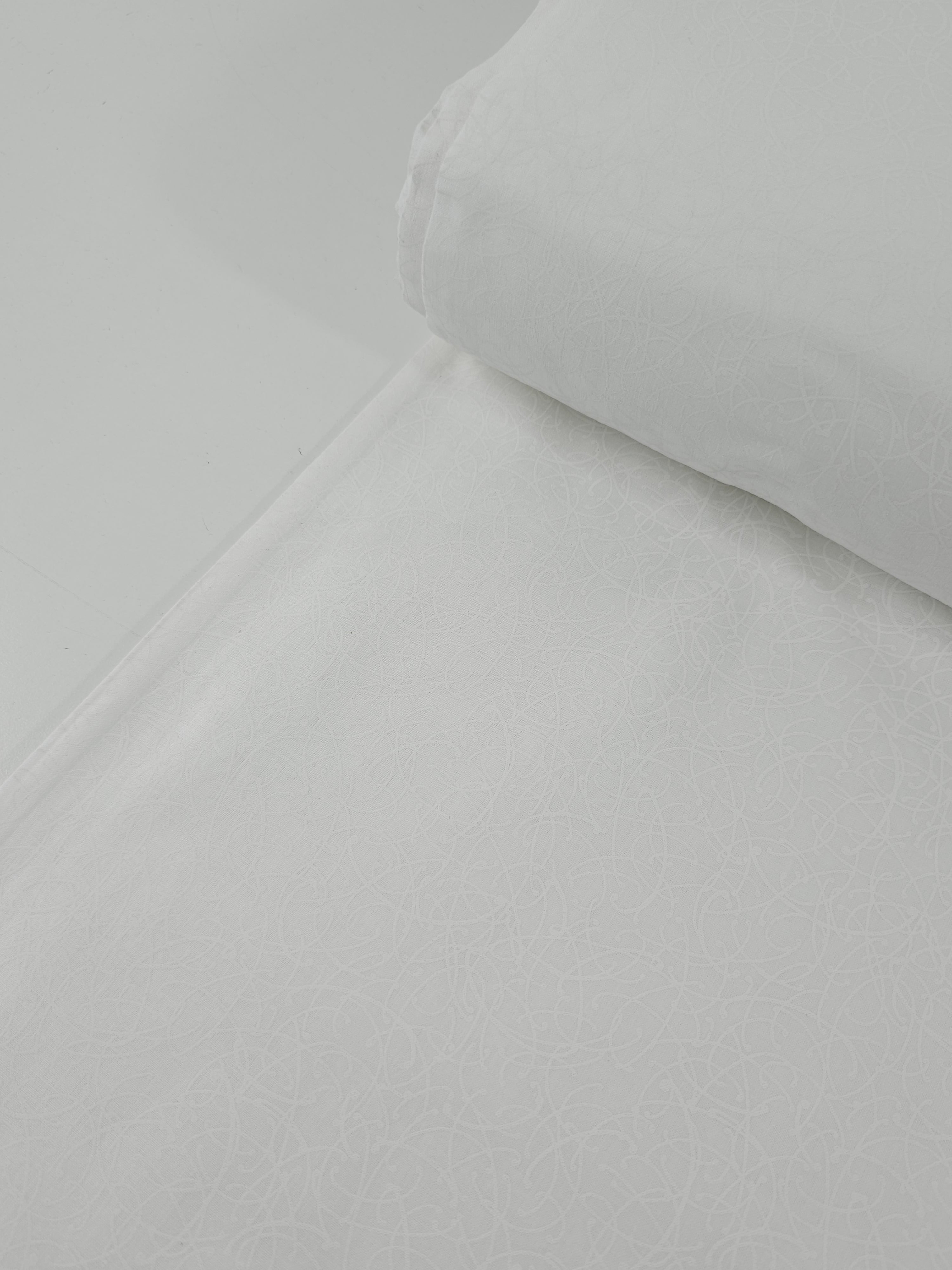 Mystical Twirl White On White Tonal 100% Cotton