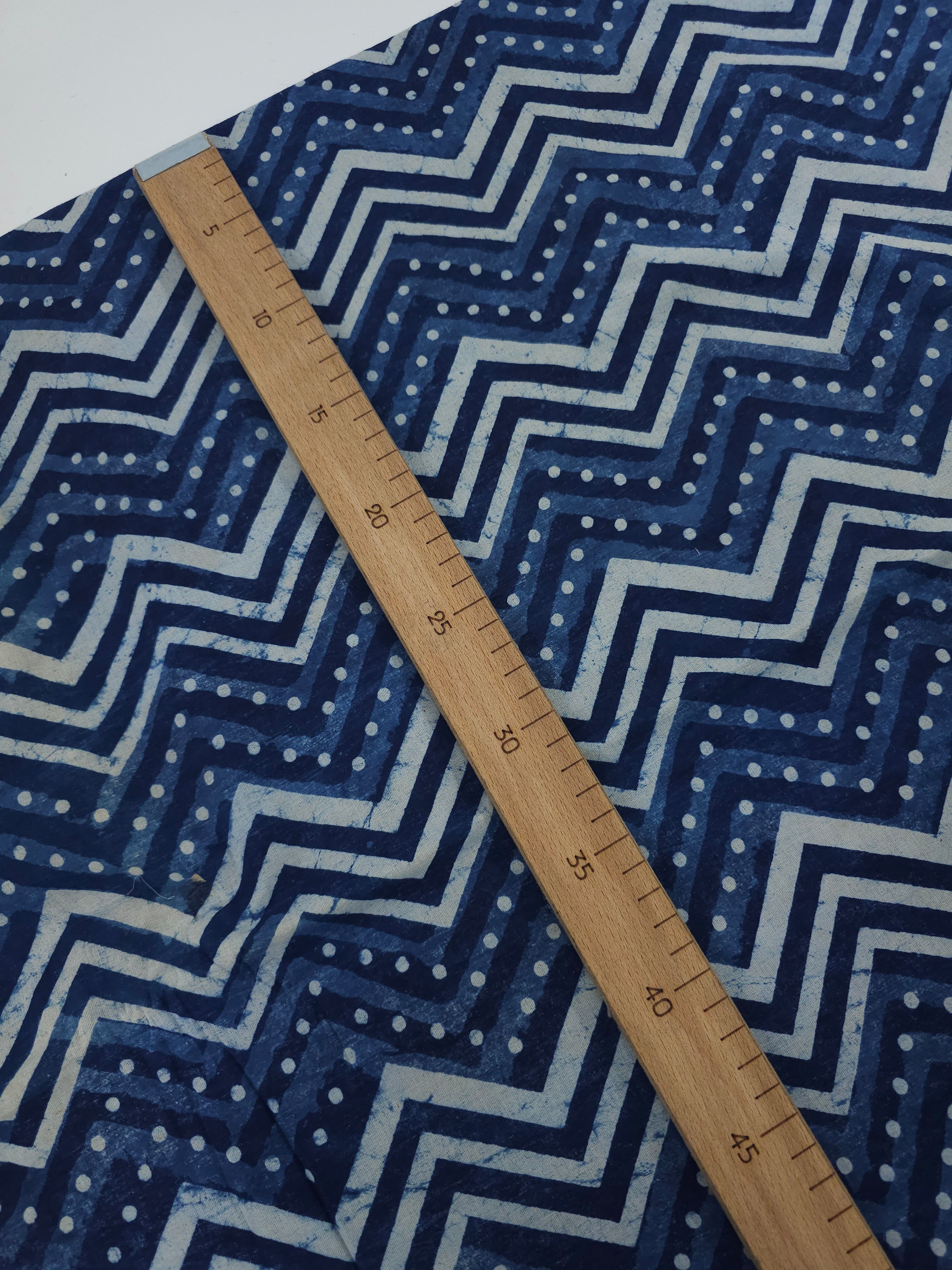 Indigo ZigZag Polka Block Print Cotton