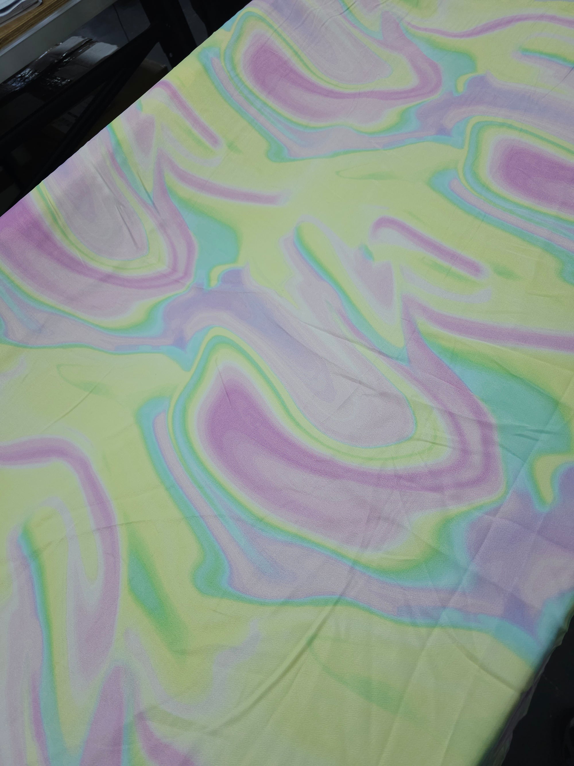 Pastel Wavy Rainbow Viscose Satin