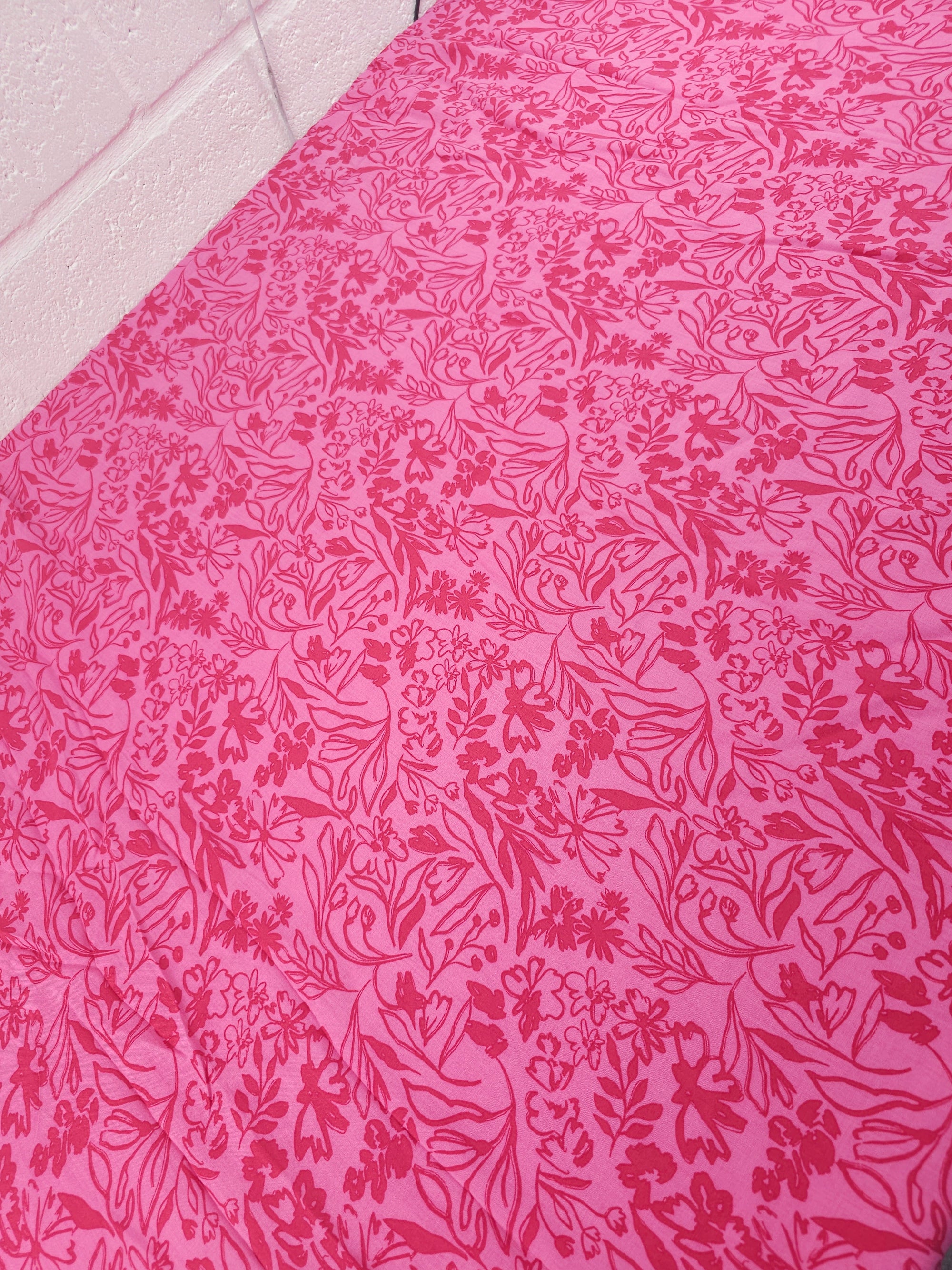 Pink/Berry Sketch Floral Field Viscose