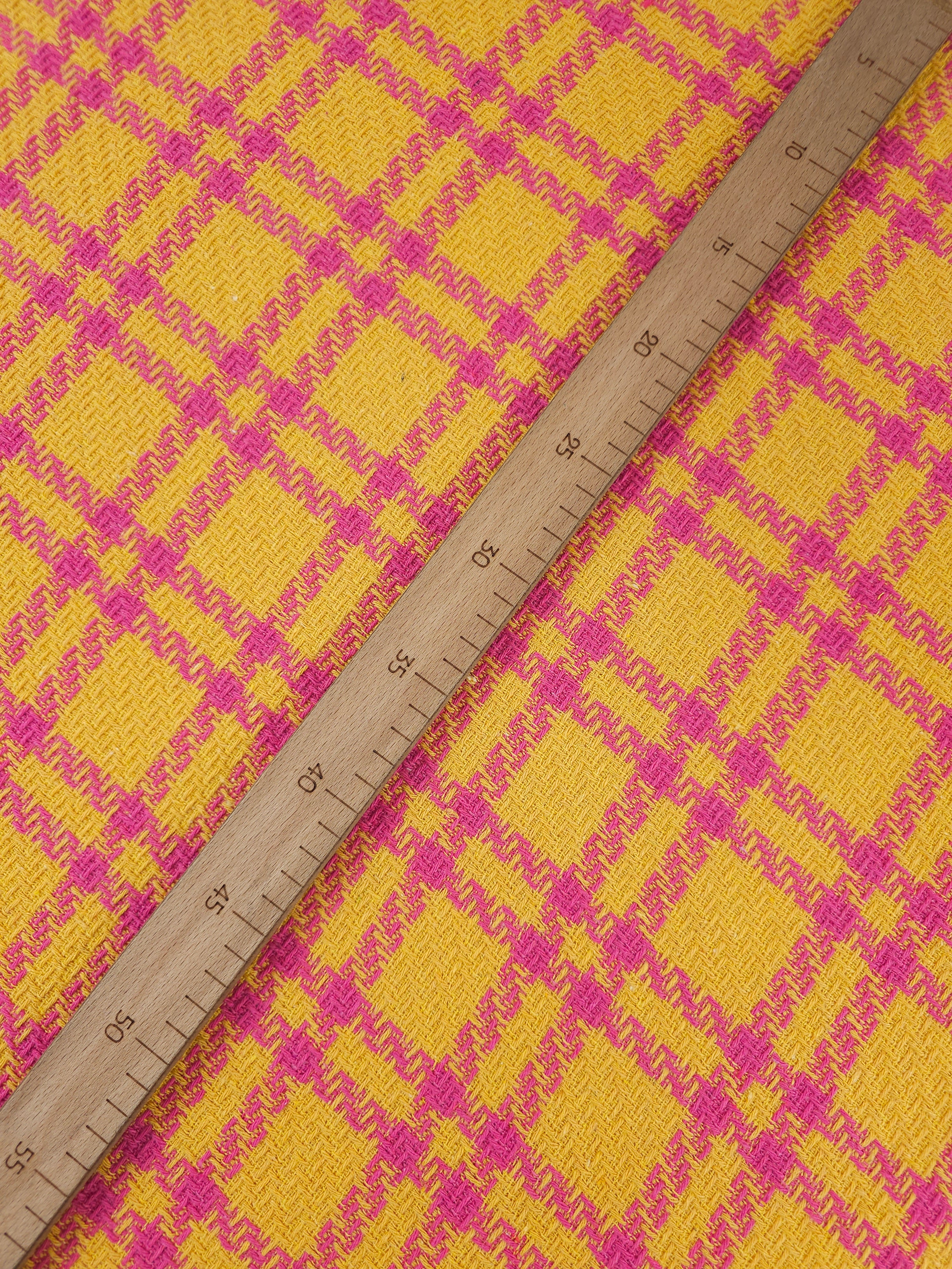 Yellow/Pink Tartan Boucle