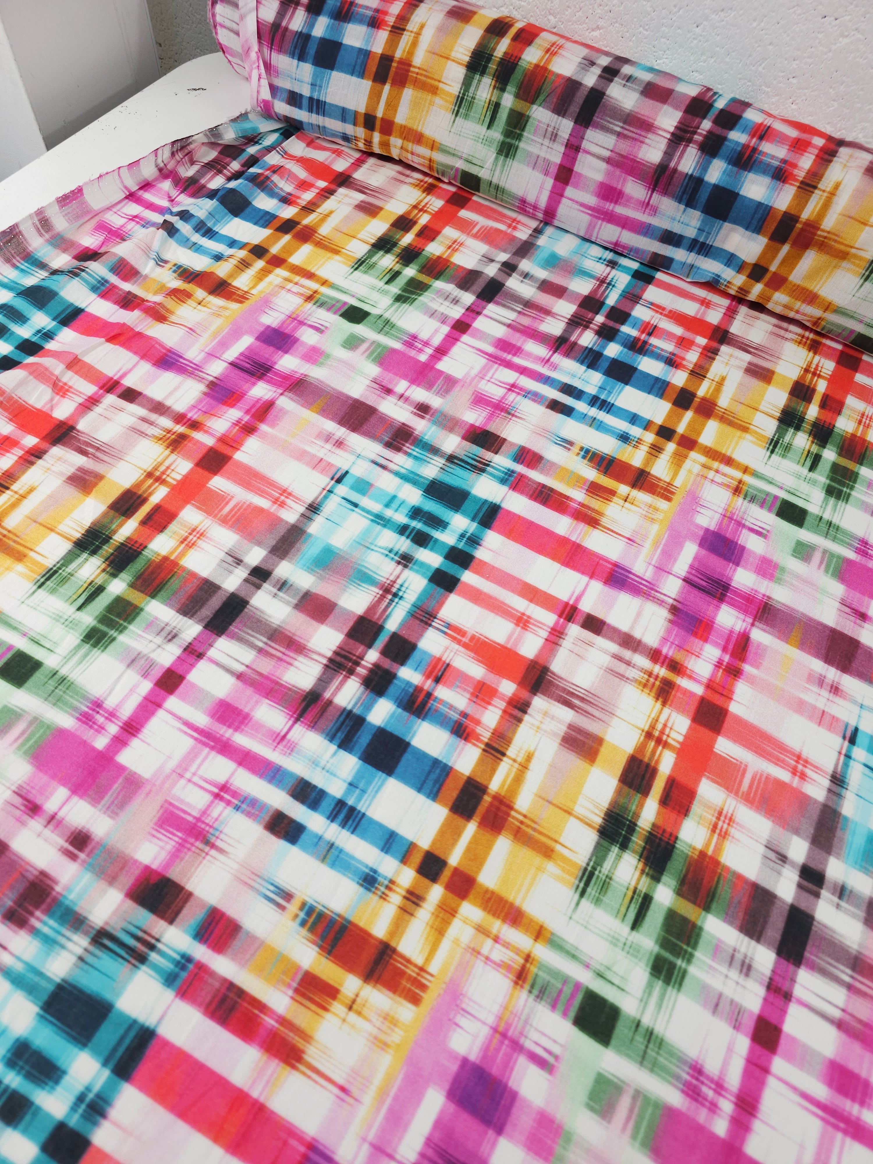 Multicolour Static Criss Cross Cotton Voile