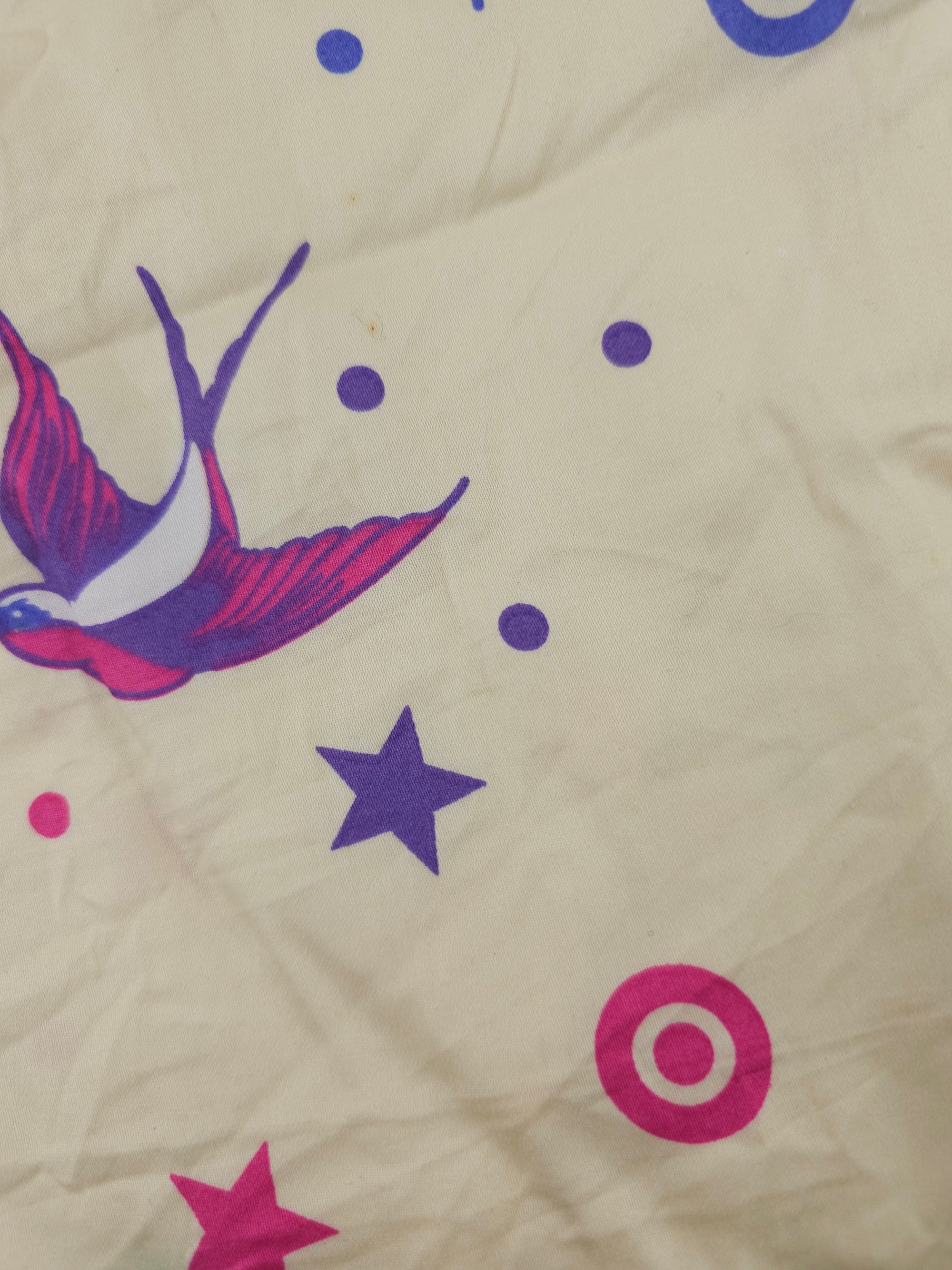 Cream rainbow bird Cotton sateen- 1.5m piece