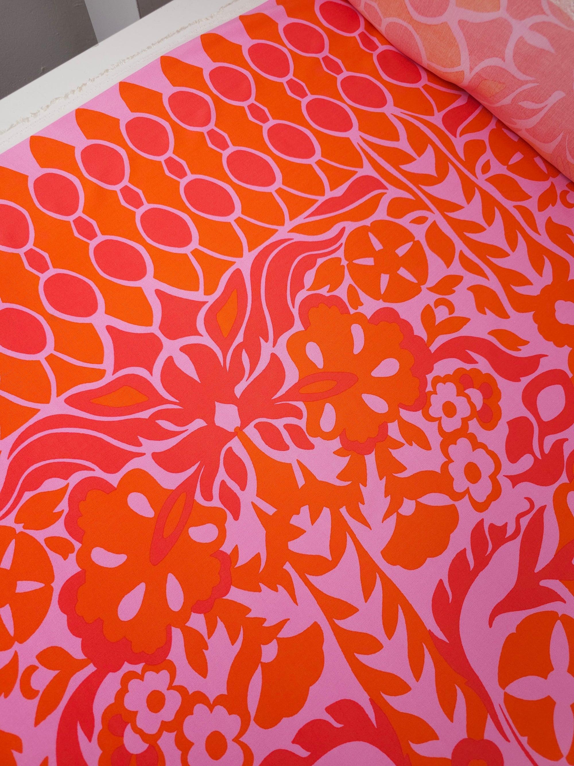 Pink/Orange Quirky Floral Viscose Challis