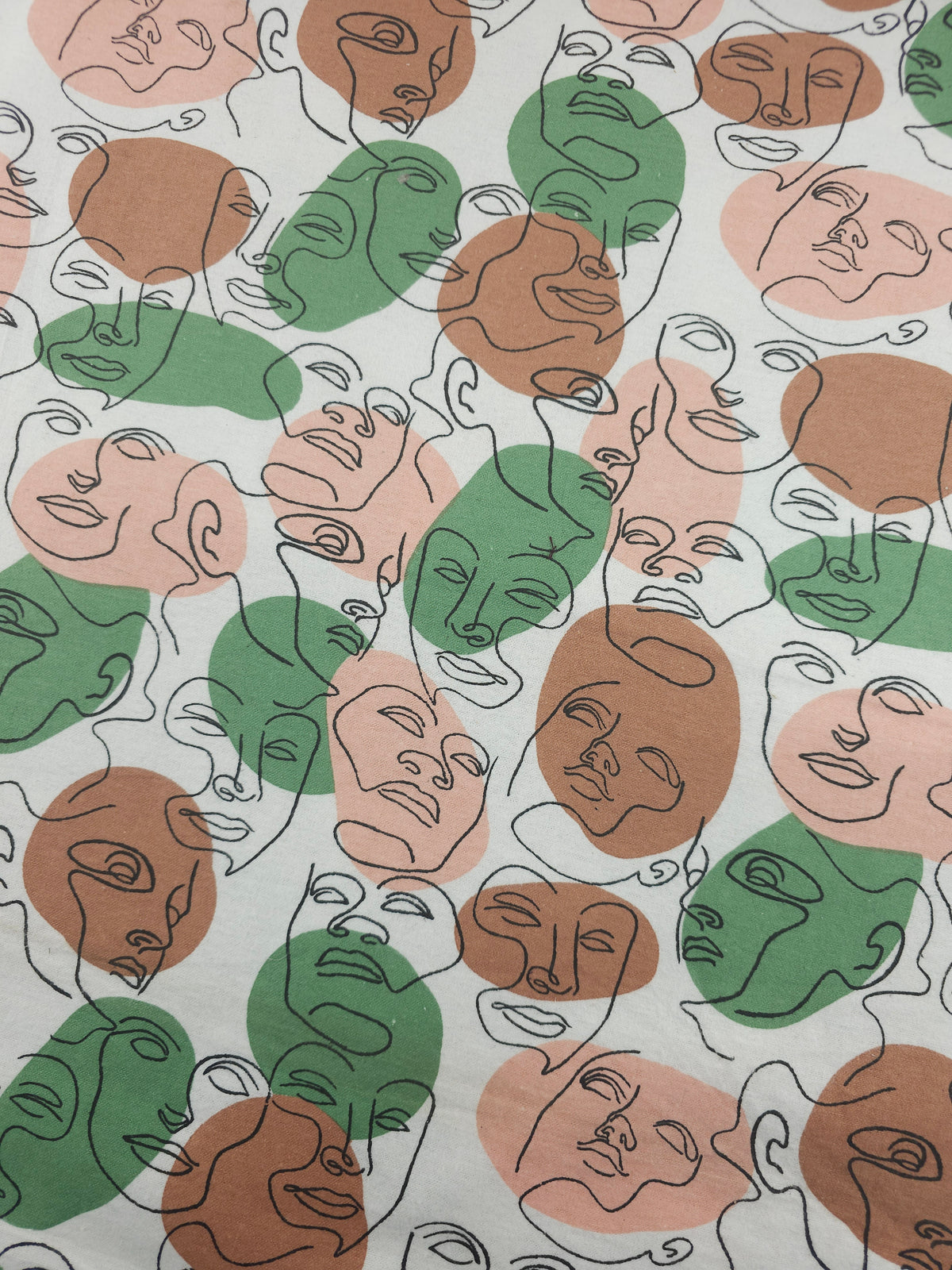 Abstract Sketched Faces Lightweight Flannel Cotton - Joann