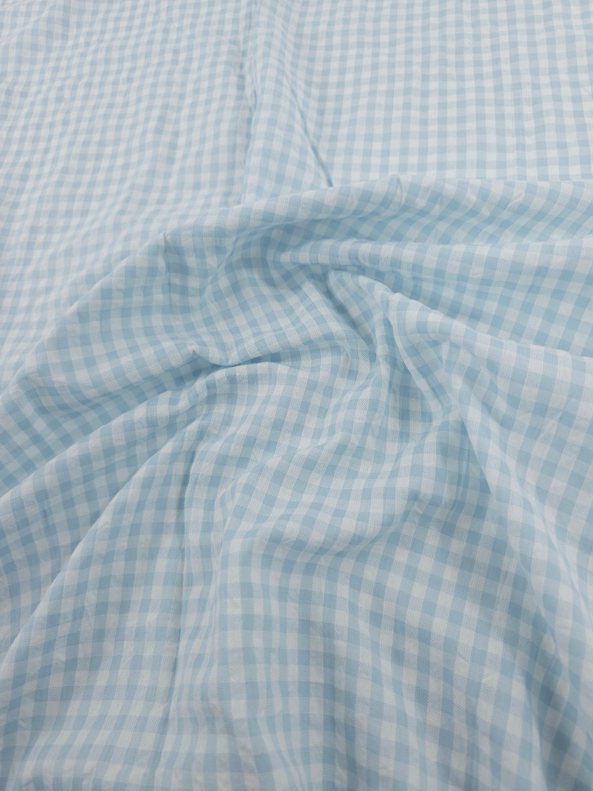Baby Blue/White Gingham Cotton SeerSucker *PRE-ORDER*