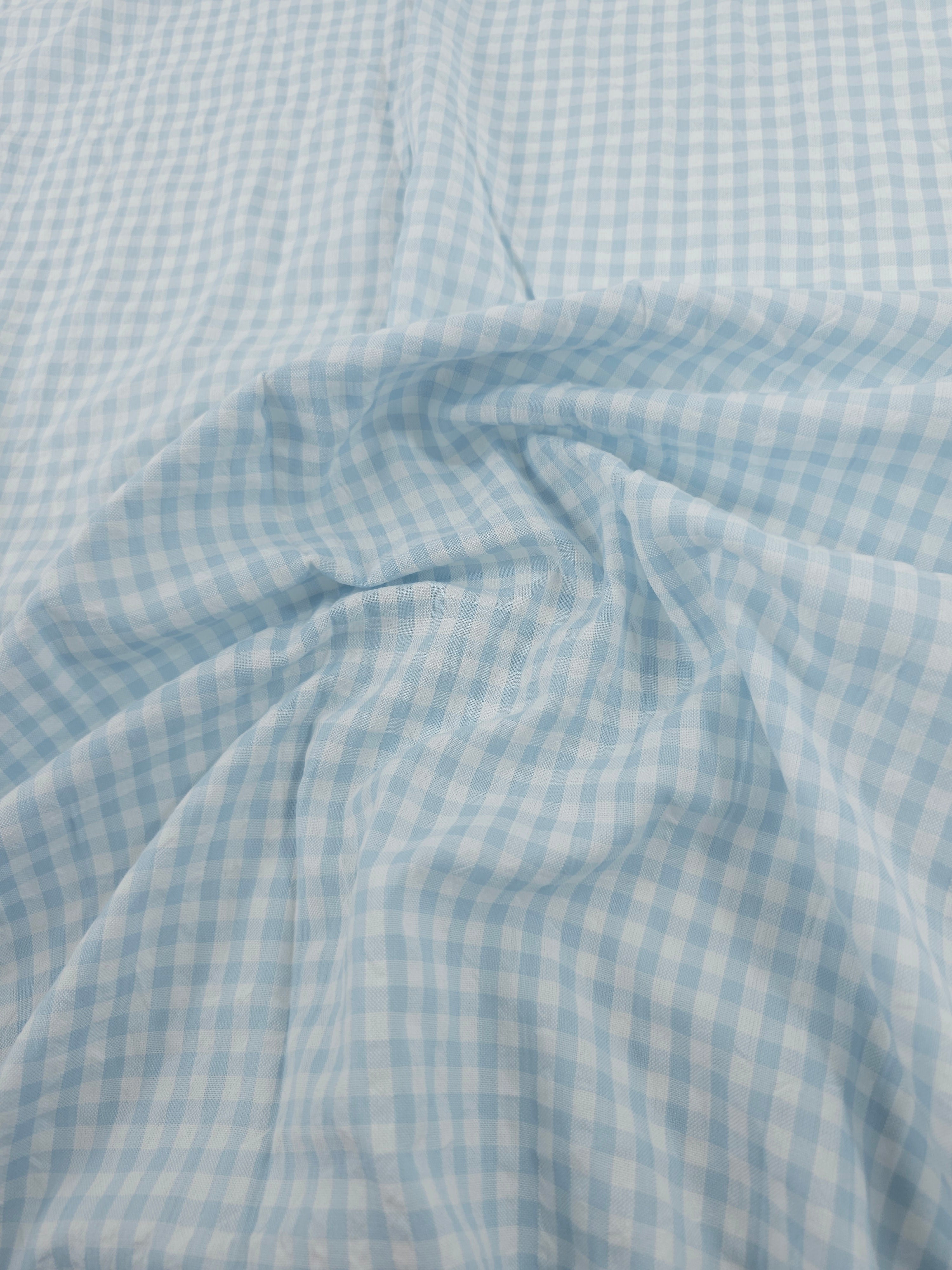 Baby Blue/White Gingham Cotton SeerSucker *PRE-ORDER*