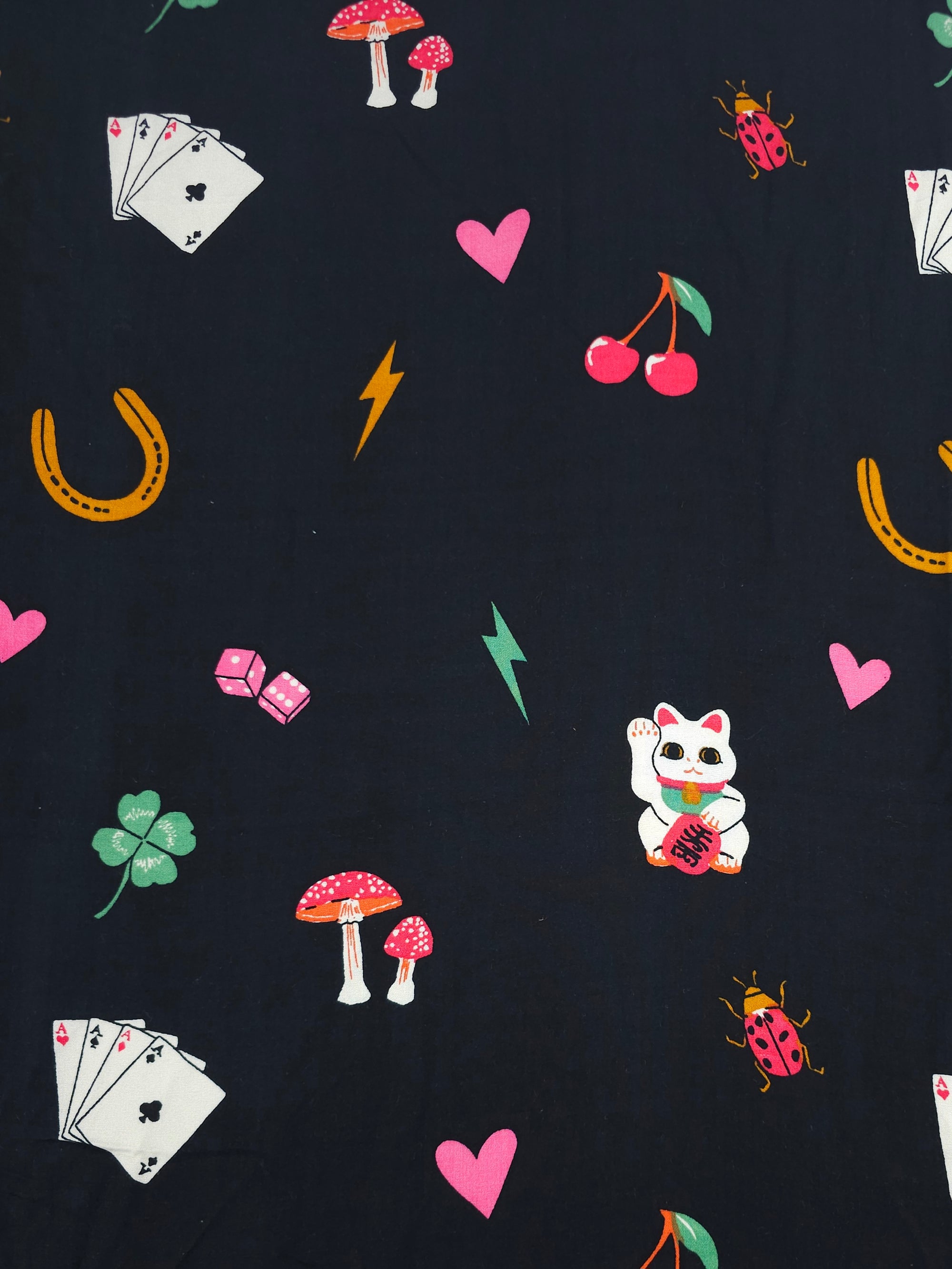 Black Lucky Charm Viscose Challis