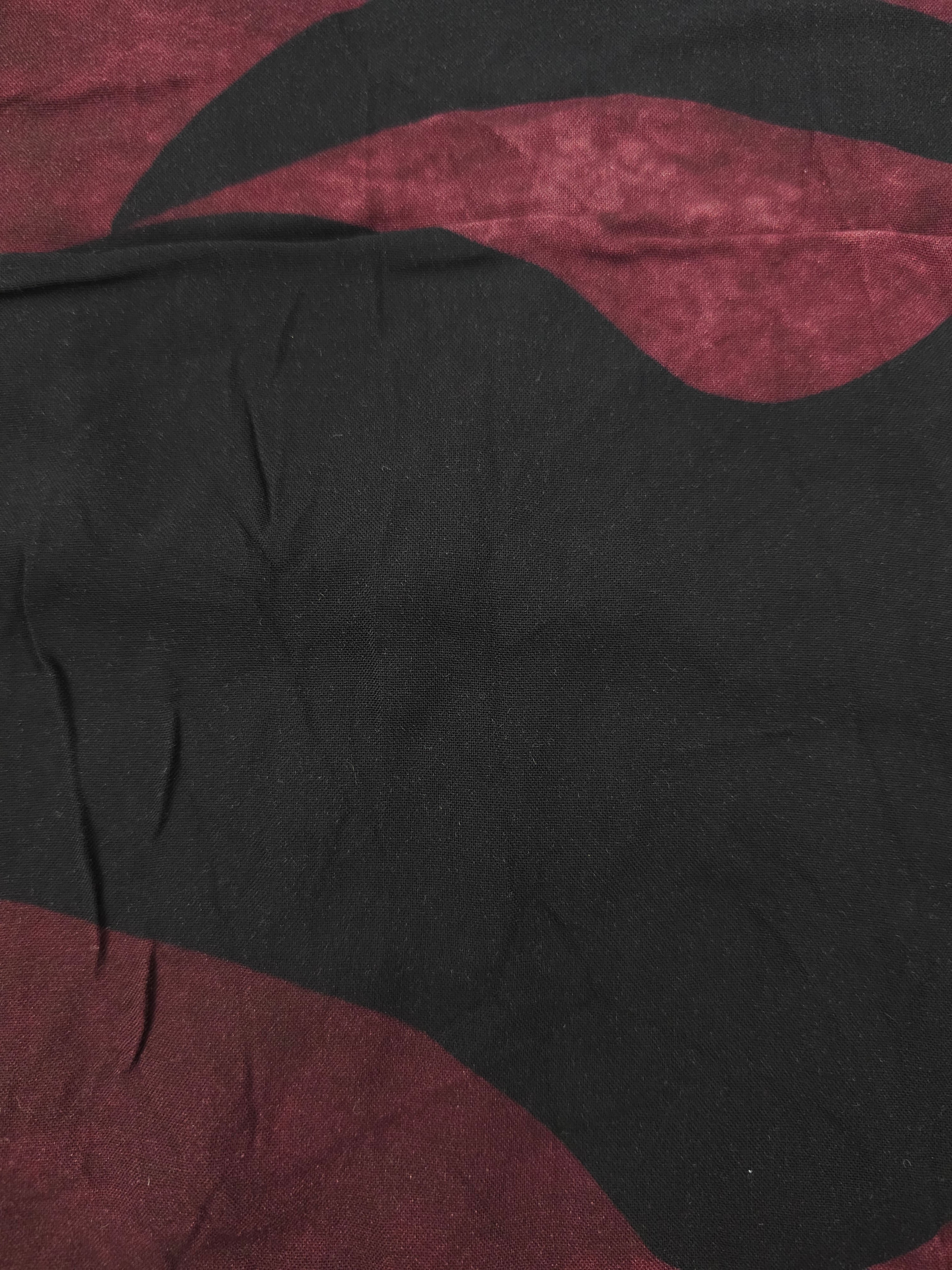 Maroon black shapes Viscose sateen- 1.3m piece
