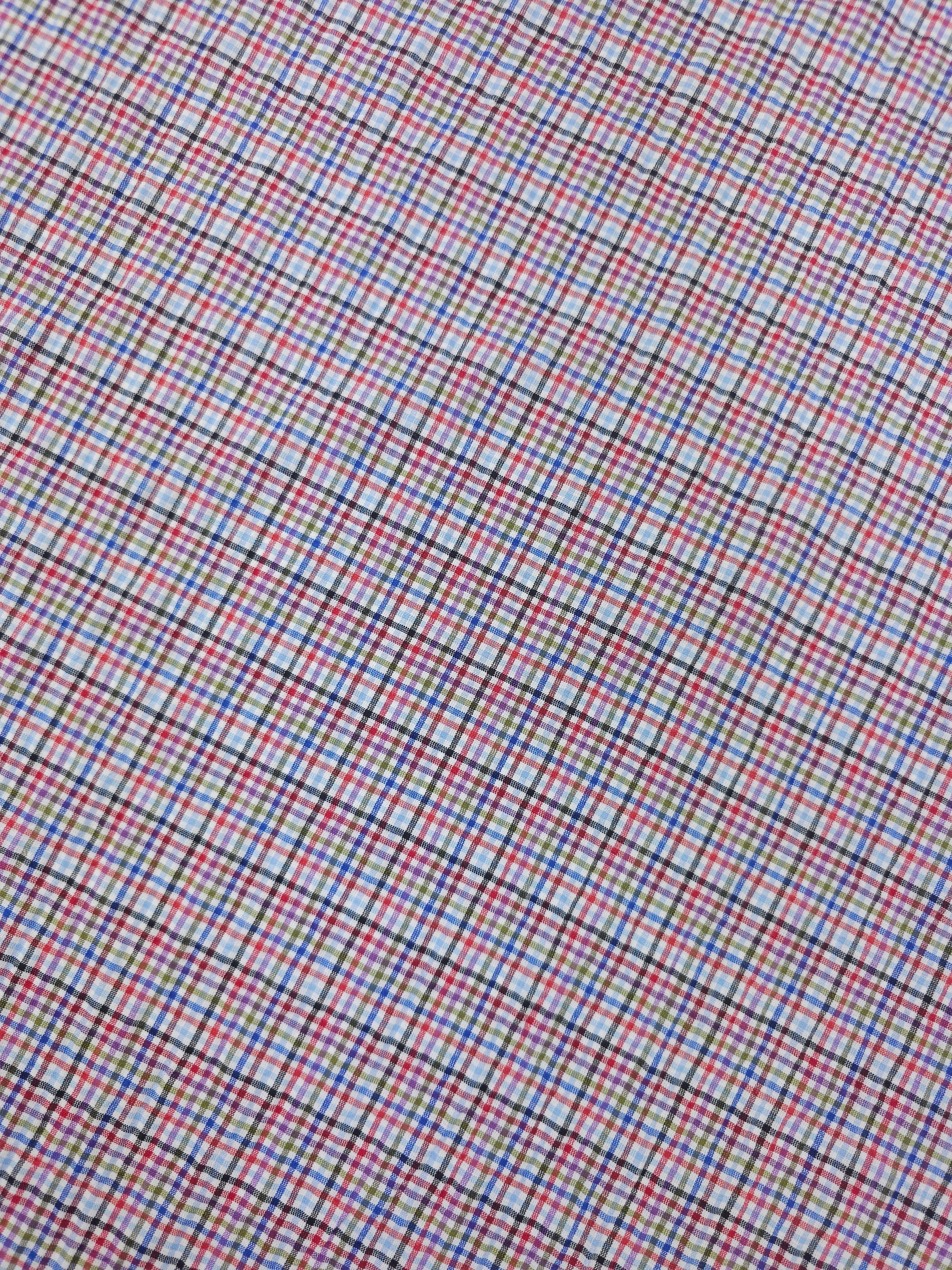 Multicolour Mini Tartan Crinkle Poly Cotton
