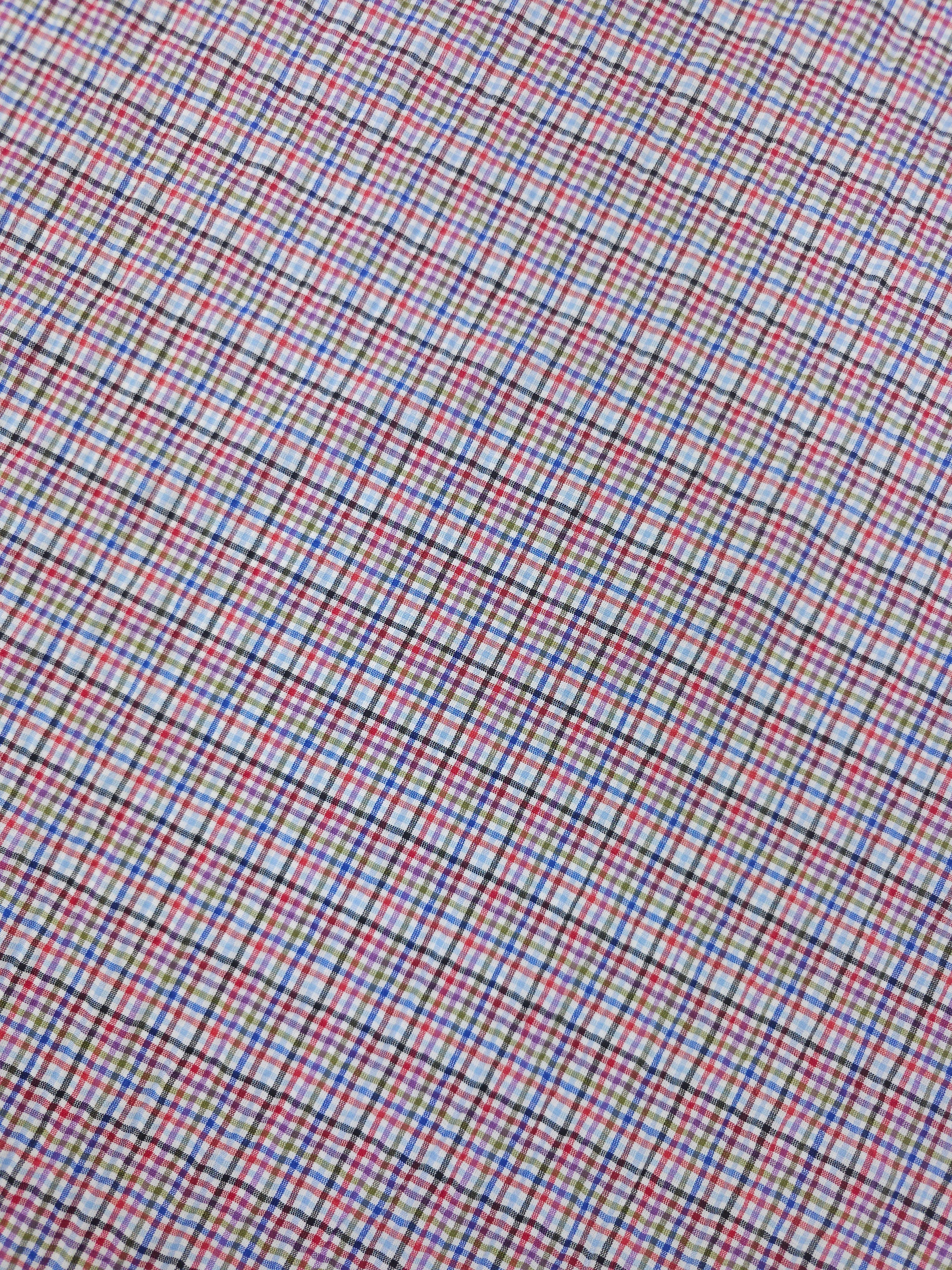 Multicolour Mini Tartan Crinkle Poly Cotton