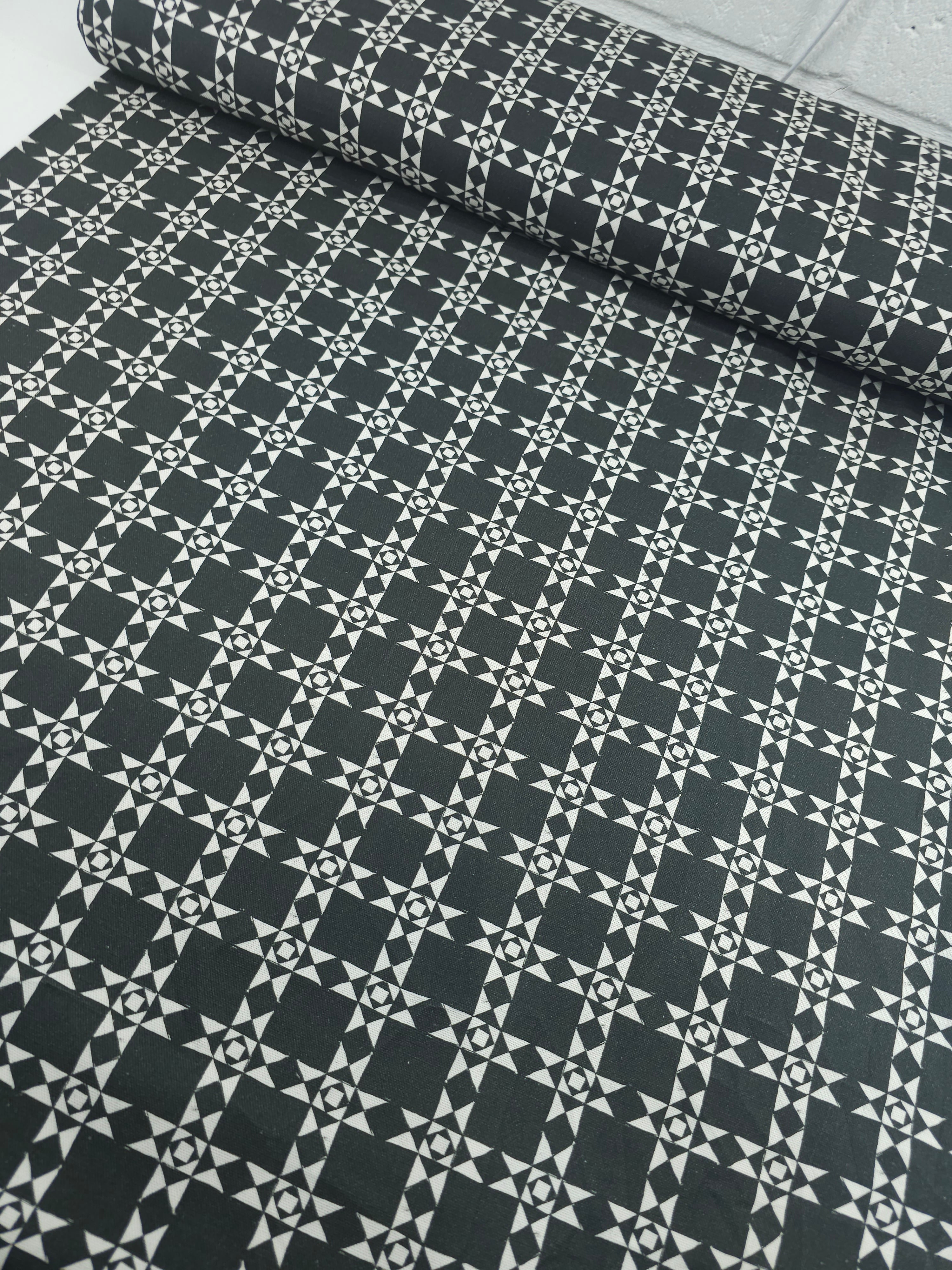 Washed Black Geo Check Canvas Cotton