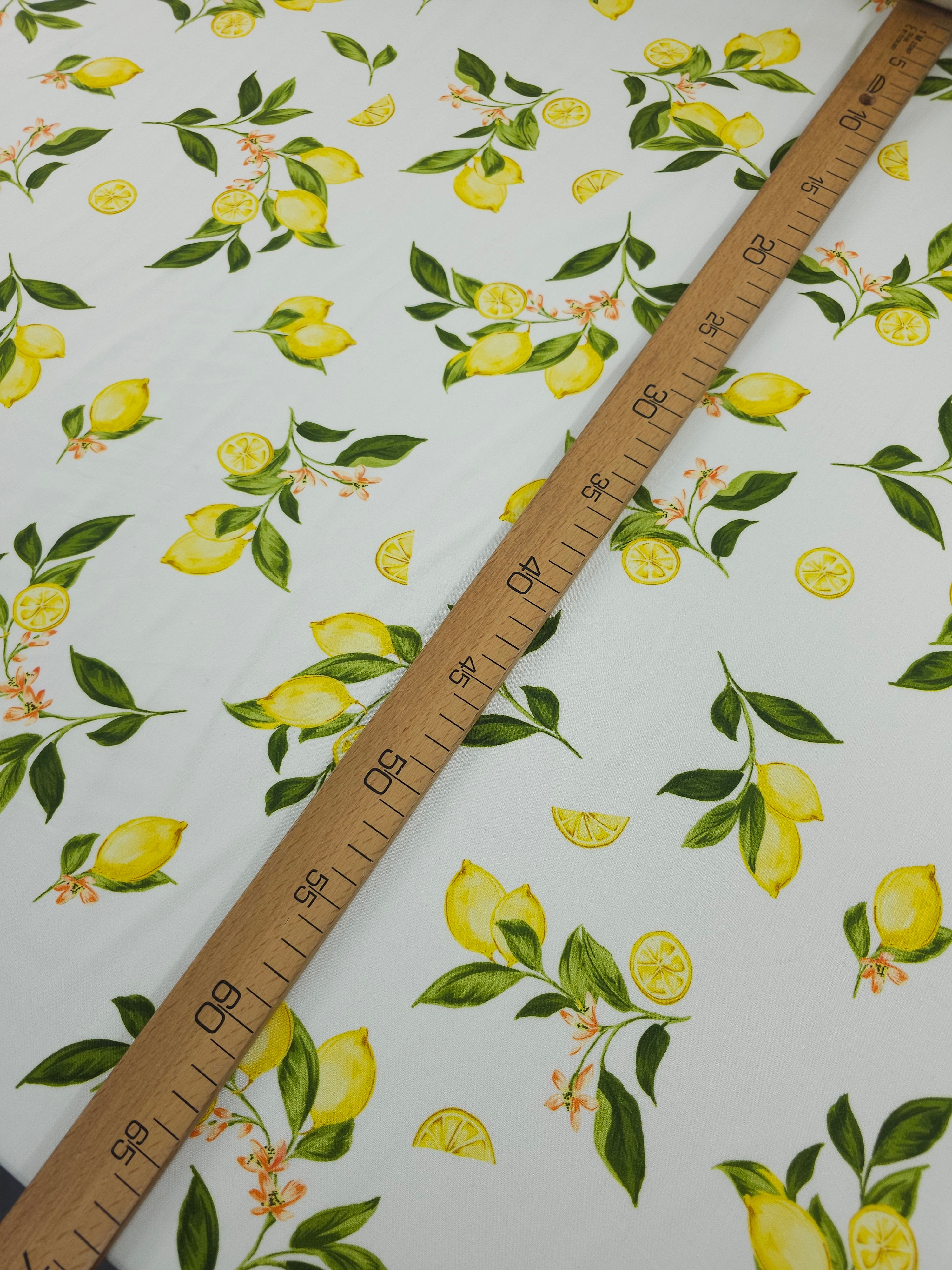 Lemon Flower Stem Viscose Challis