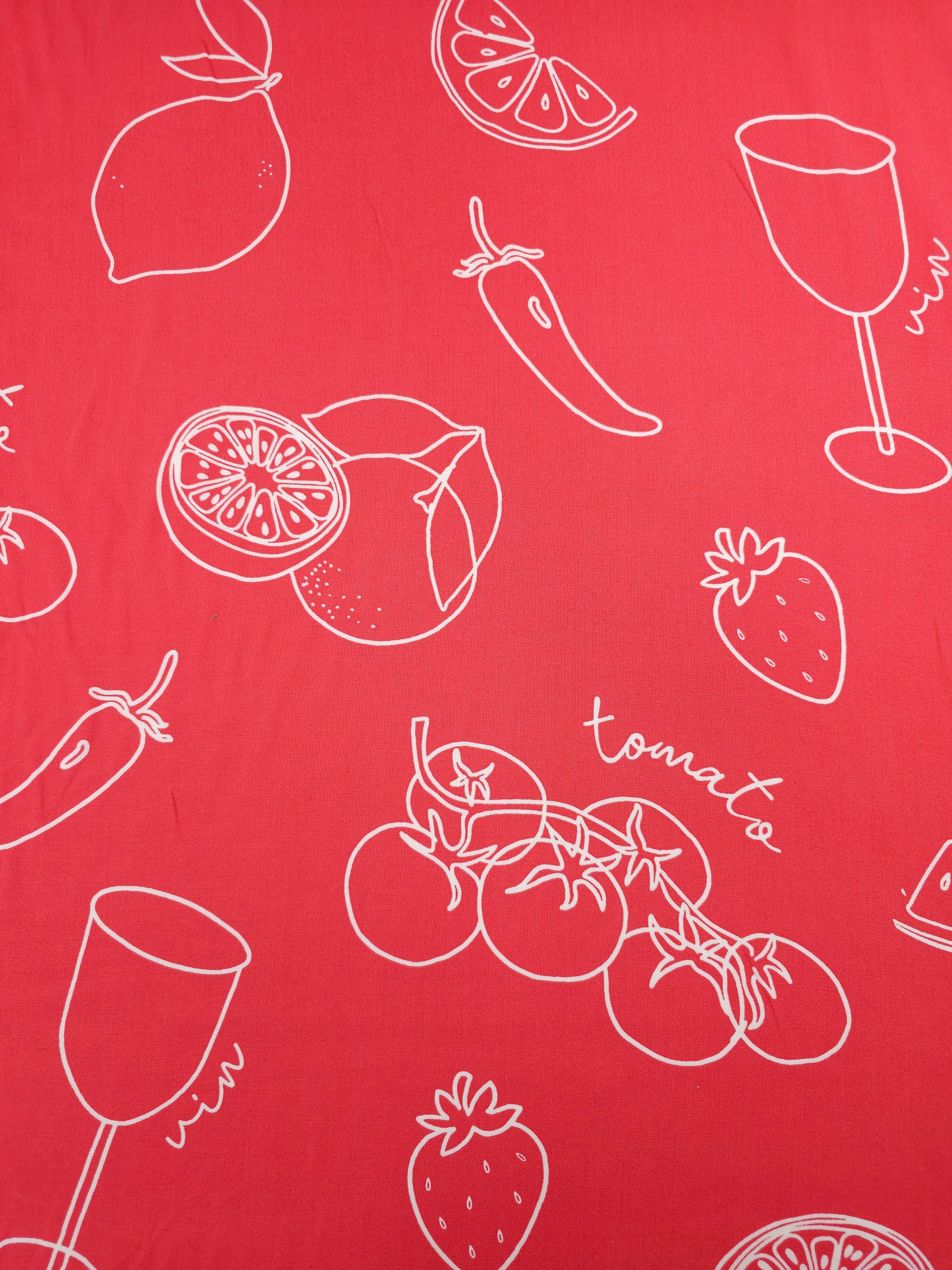 Soft Red Fruit Cocktail Viscose Challis