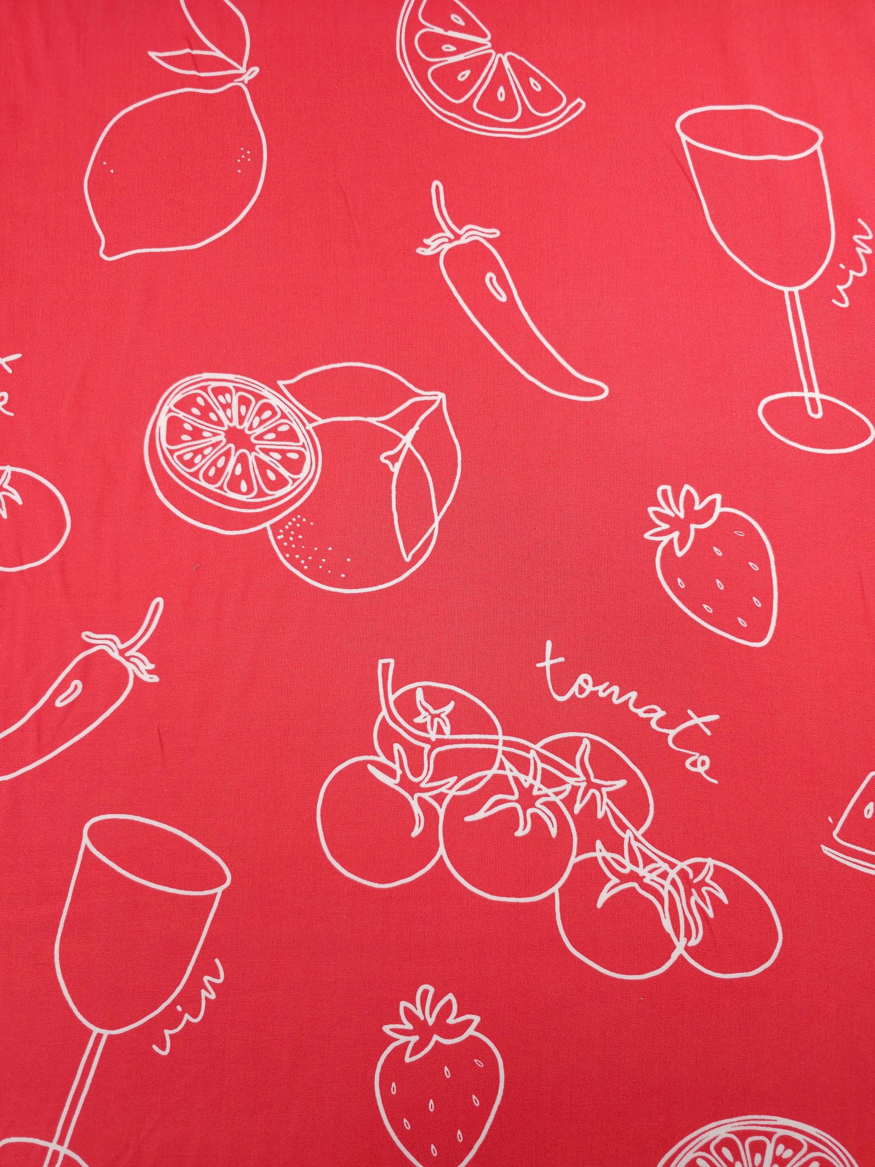 Soft Red Fruit Cocktail Viscose Challis