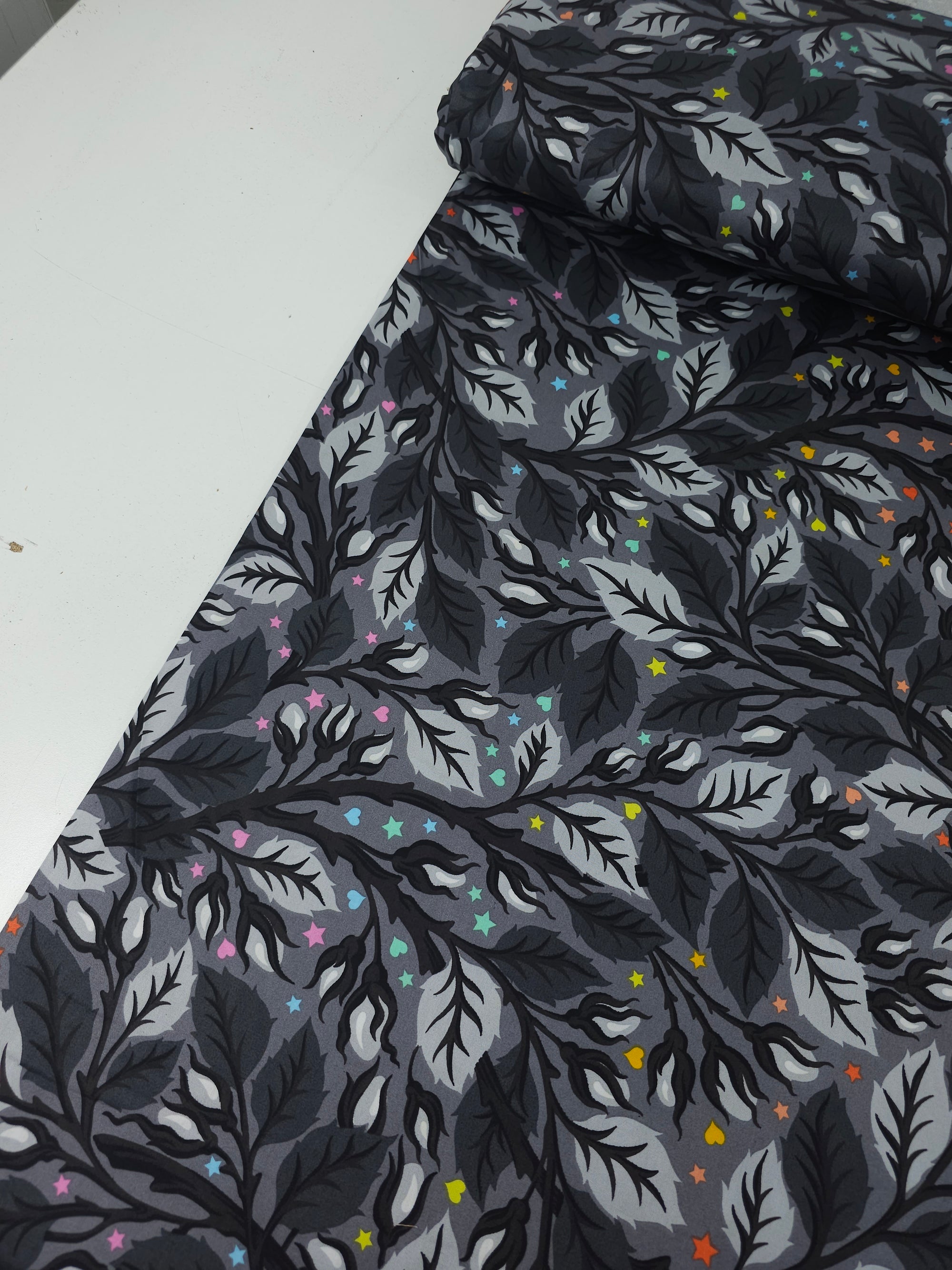 *PRE ORDER* Carbon Grey Nip In The Bud Graywork Cotton Sateen 106" - Tula Pink *EXTRA WIDE*