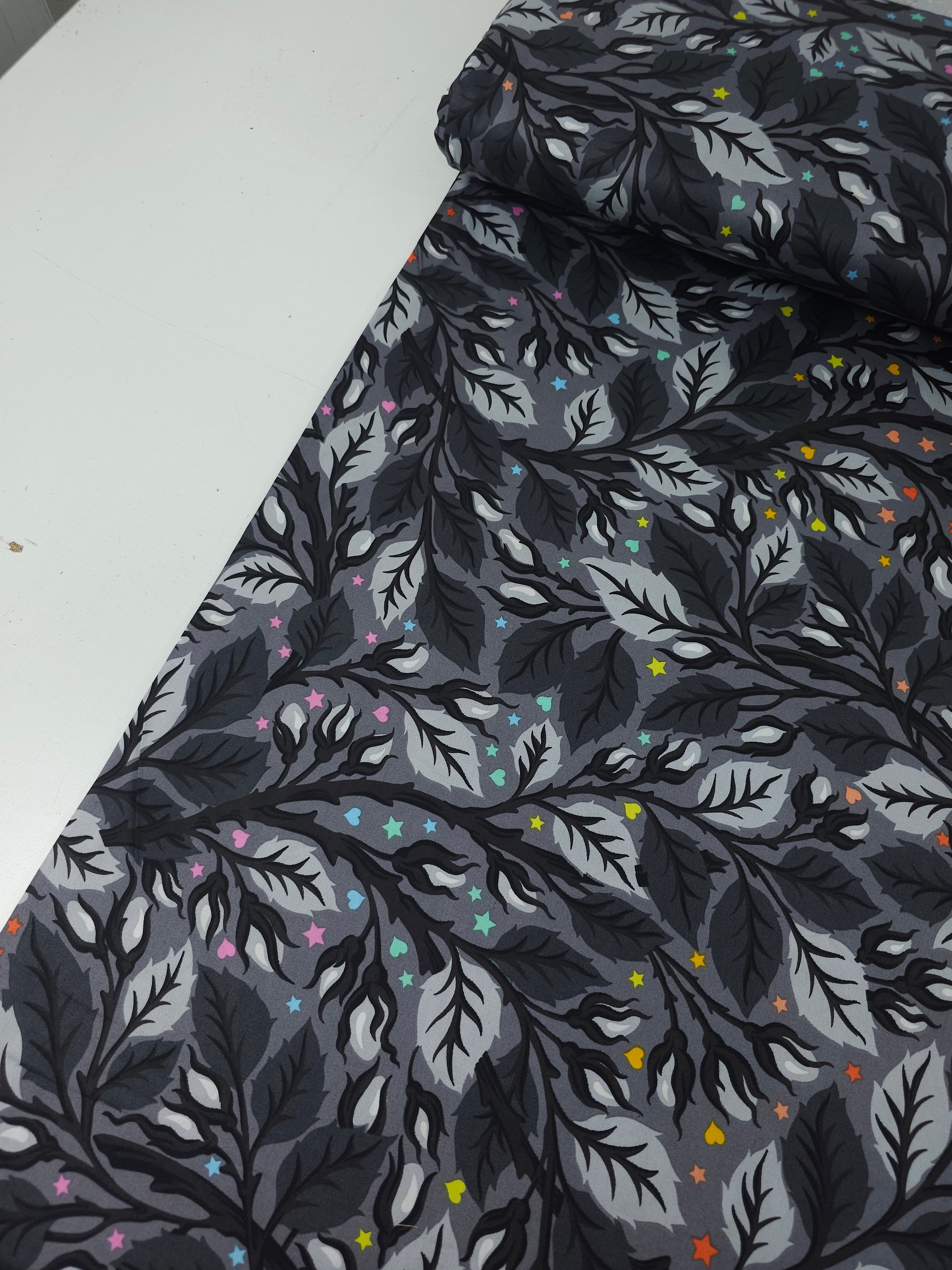 *PRE ORDER* Carbon Grey Nip In The Bud Graywork Cotton Sateen 106" - Tula Pink *EXTRA WIDE*