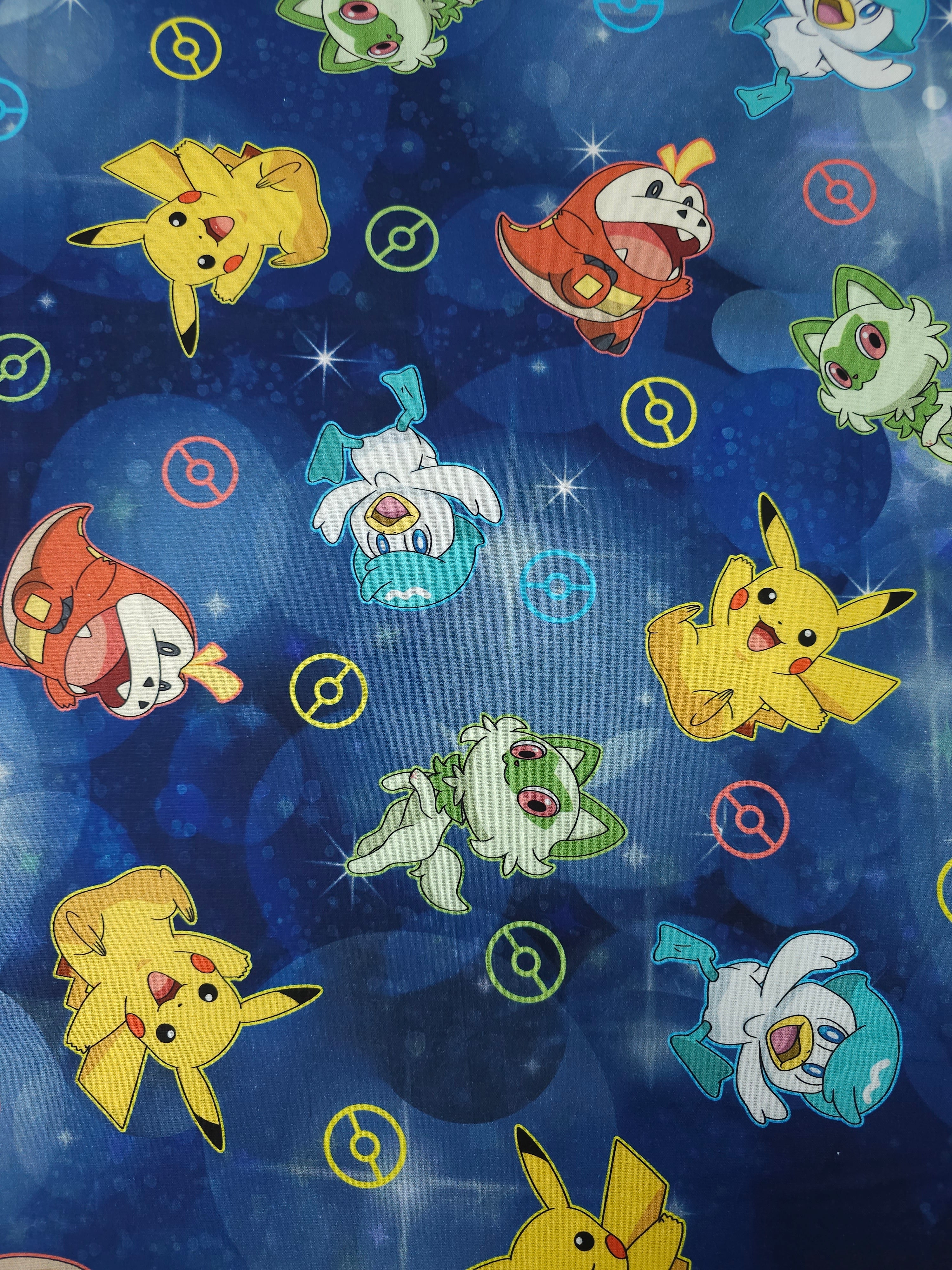 Hale Blue P*O*K*E*M*O*N Characters 100% Cotton - Robert Kaufman