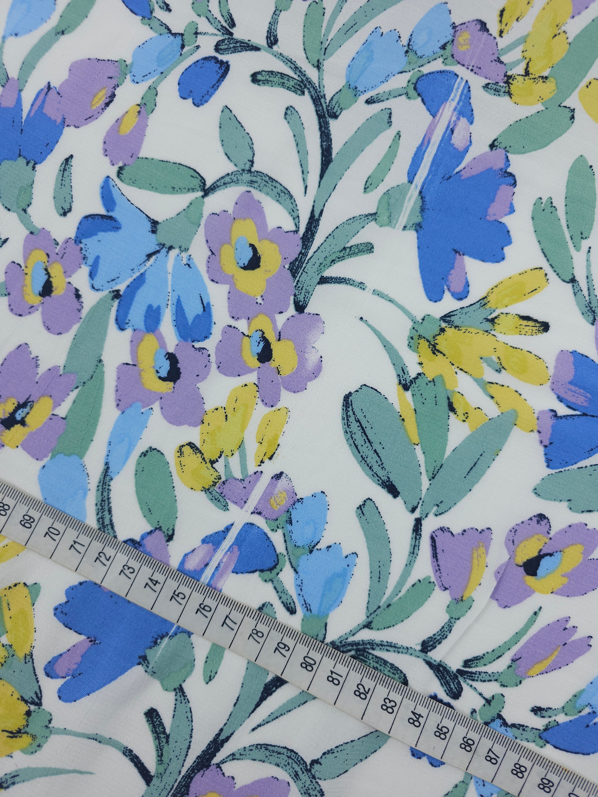 Lilac/Blue Pastel Floral Viscose Crepe *DEFECT*