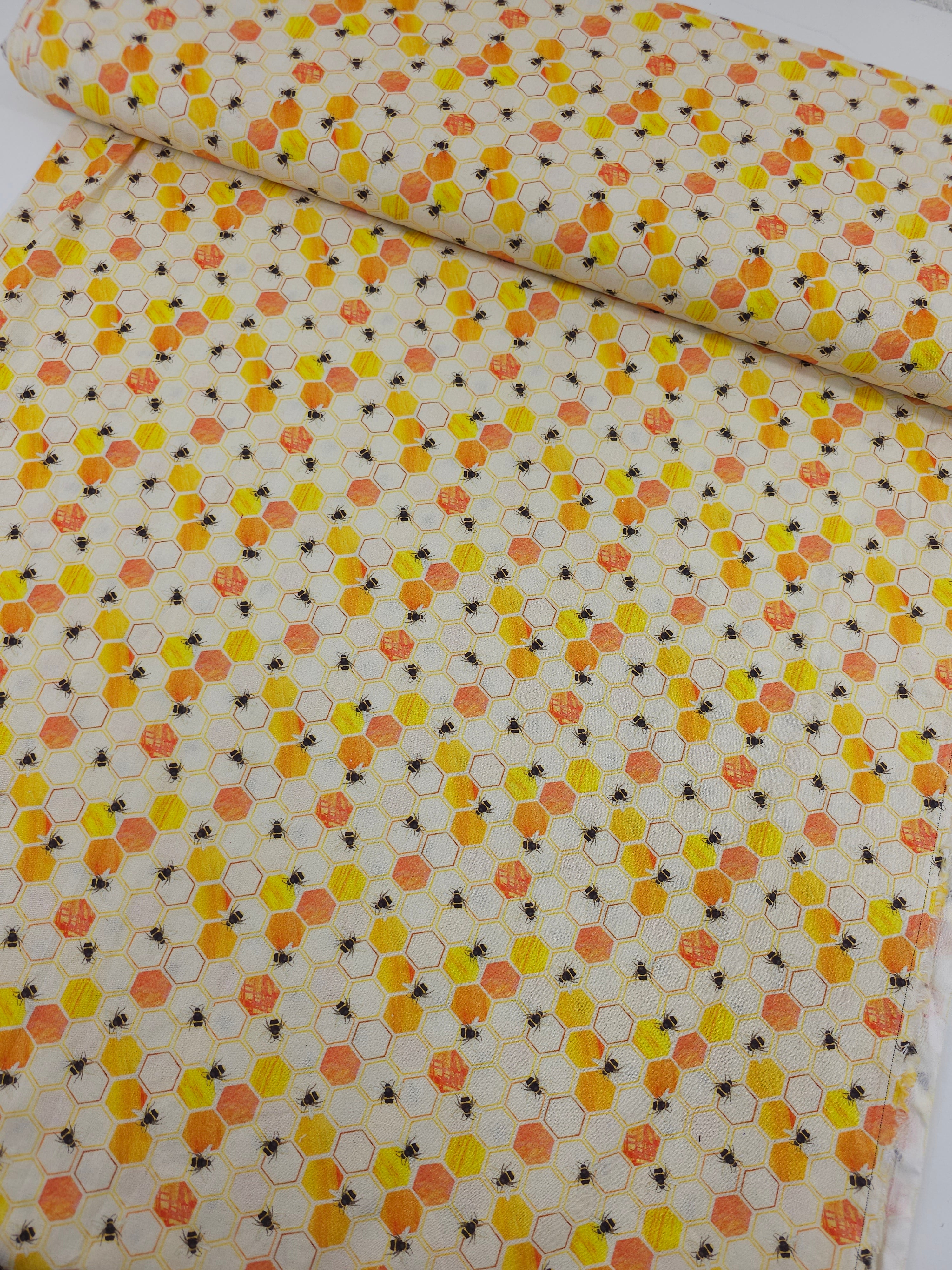 Honeycomb Bees 100% Cotton