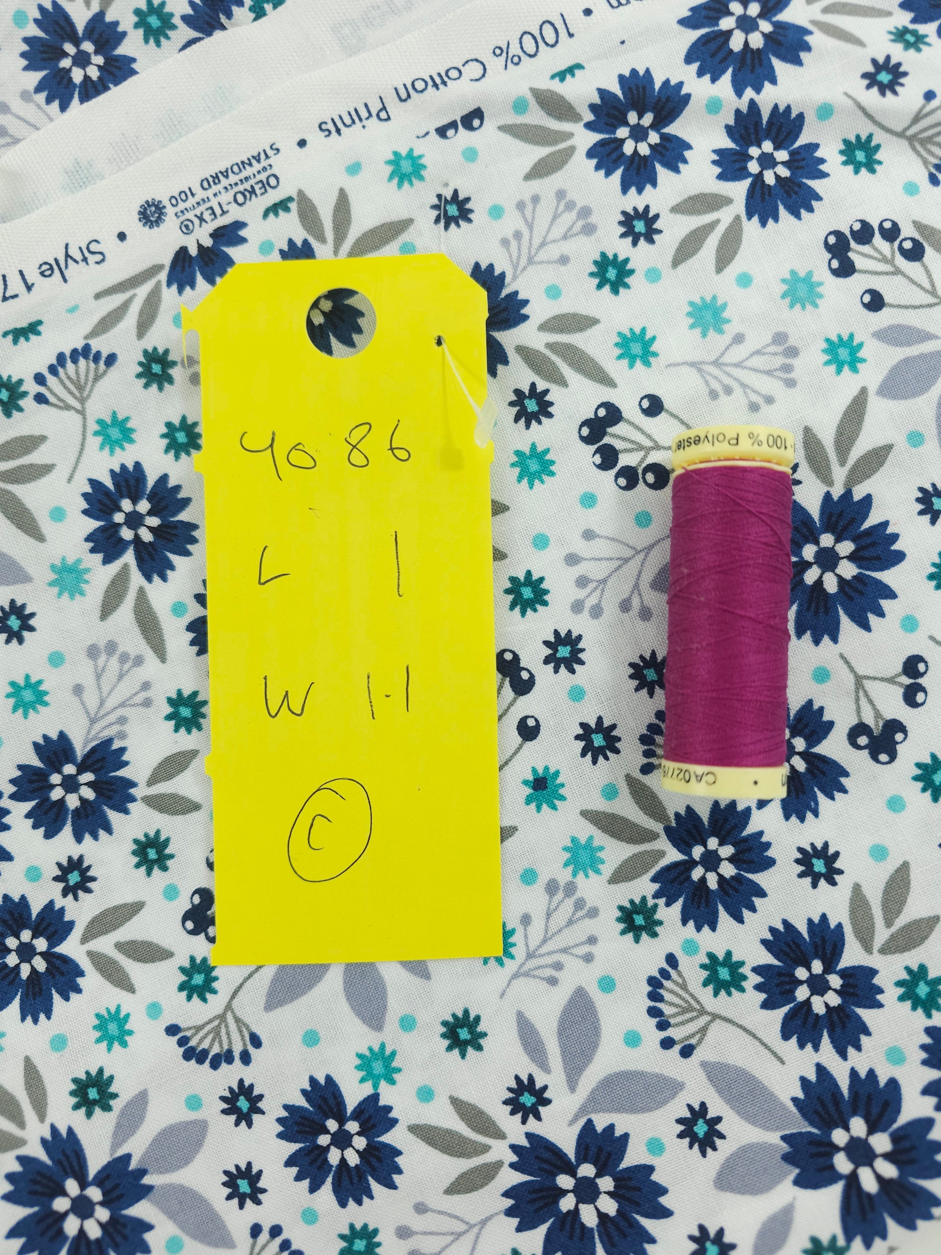 Navy floral Cotton- 1m piece