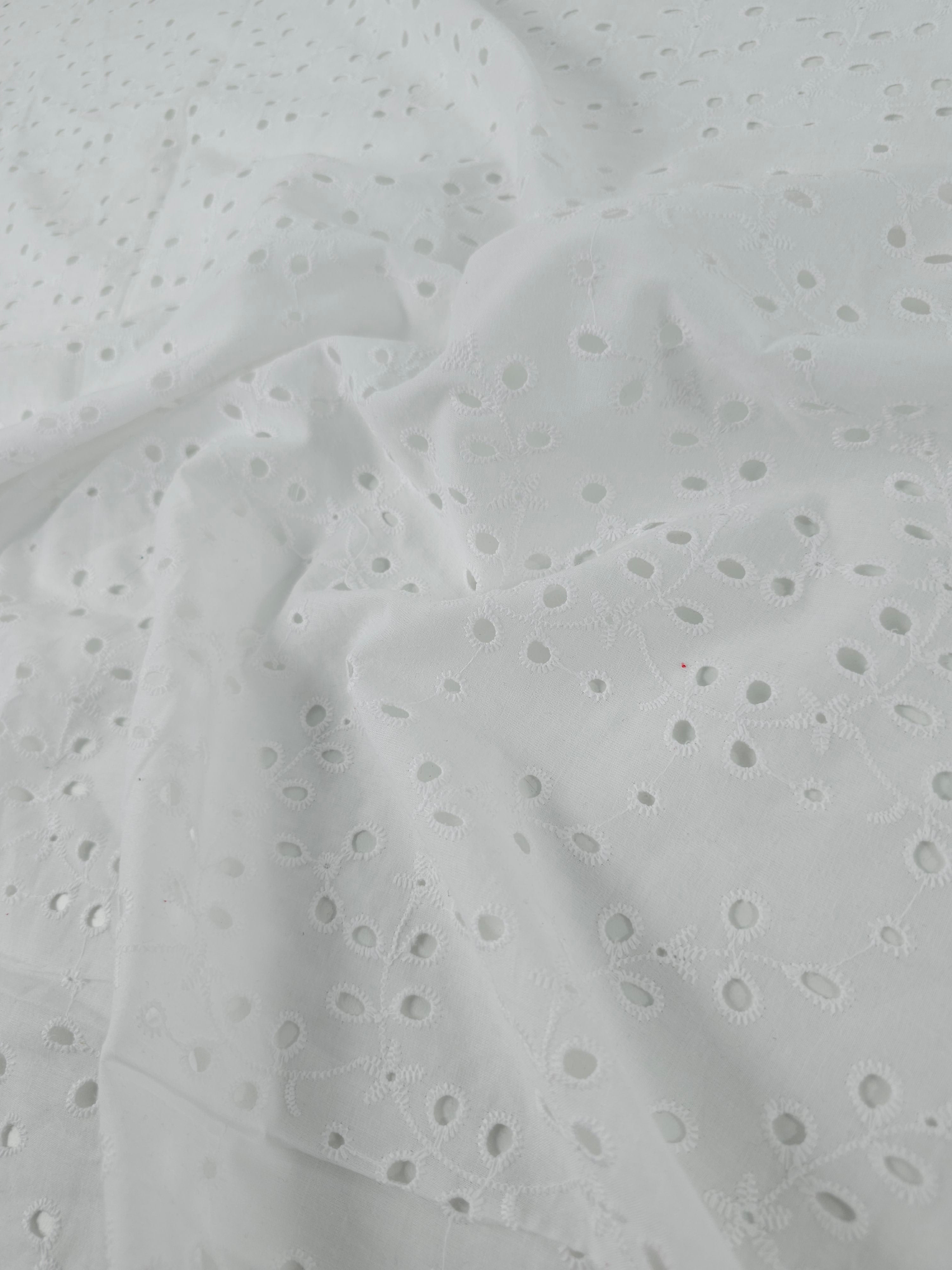 White Petal Vine Cambric Cotton Broderie Anglaise
