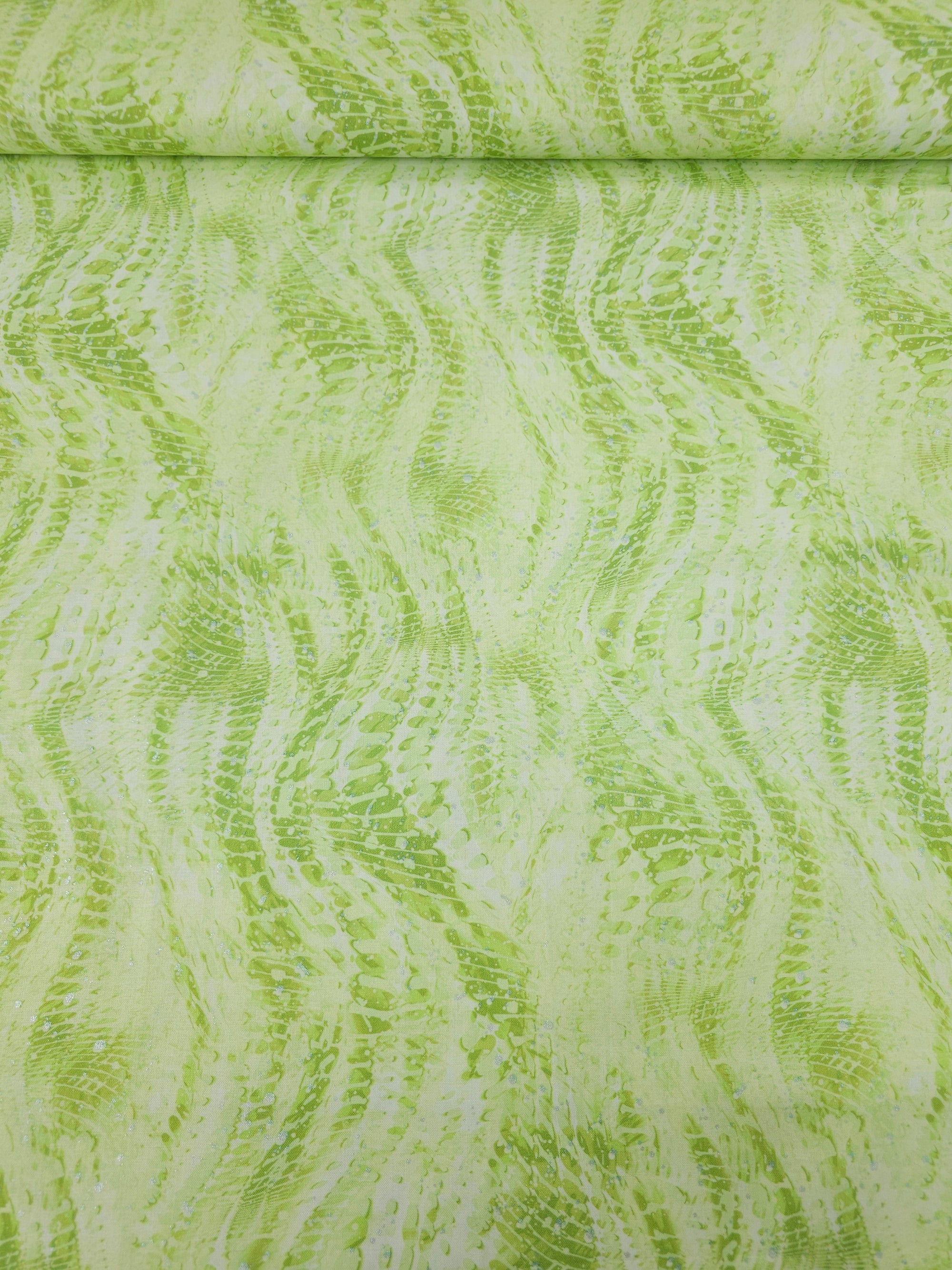 Lime/Silver Speckle Snakeskin Wonder 100% Cotton - Benartex