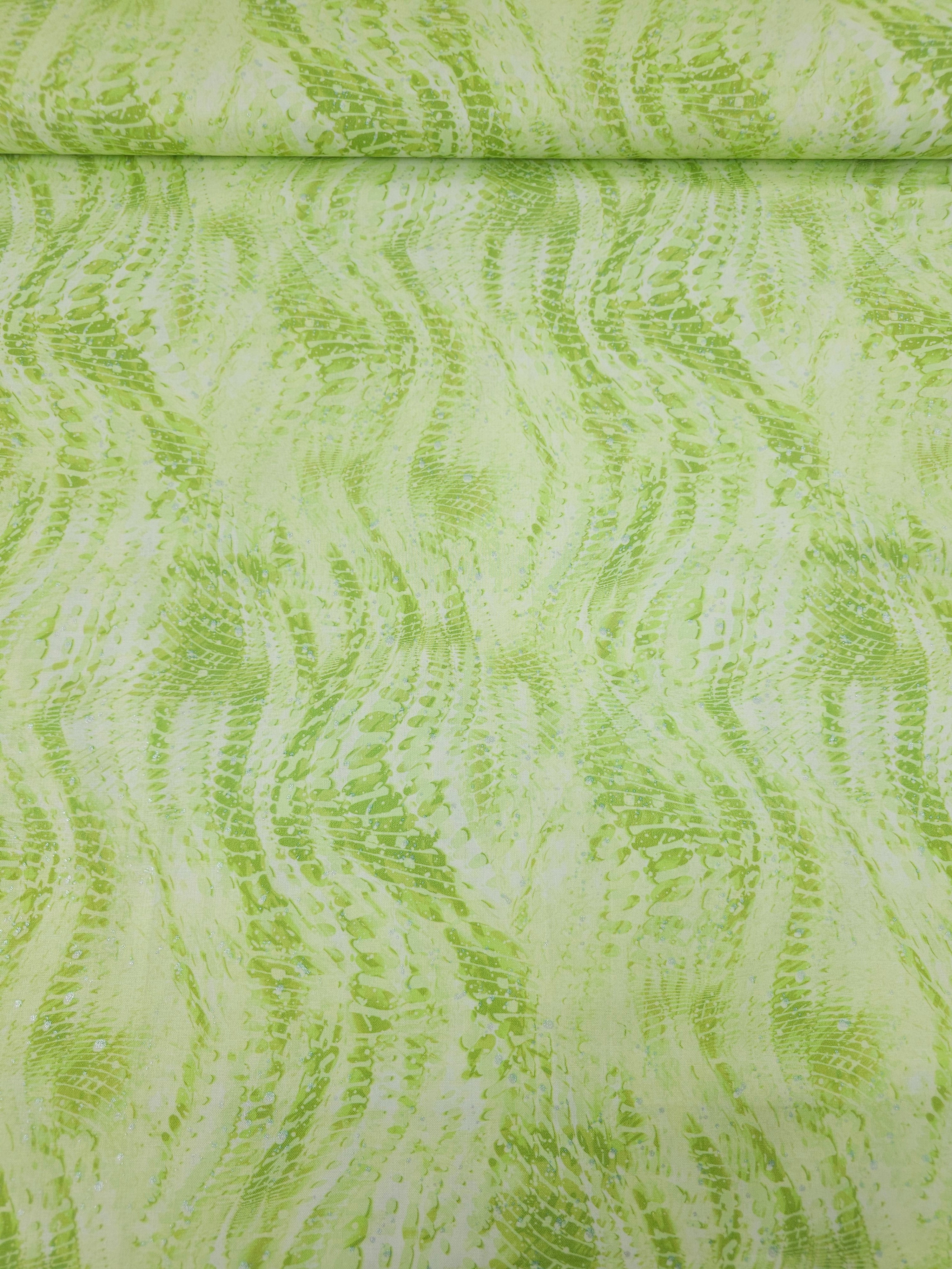 Lime/Silver Speckle Snakeskin Wonder 100% Cotton - Benartex