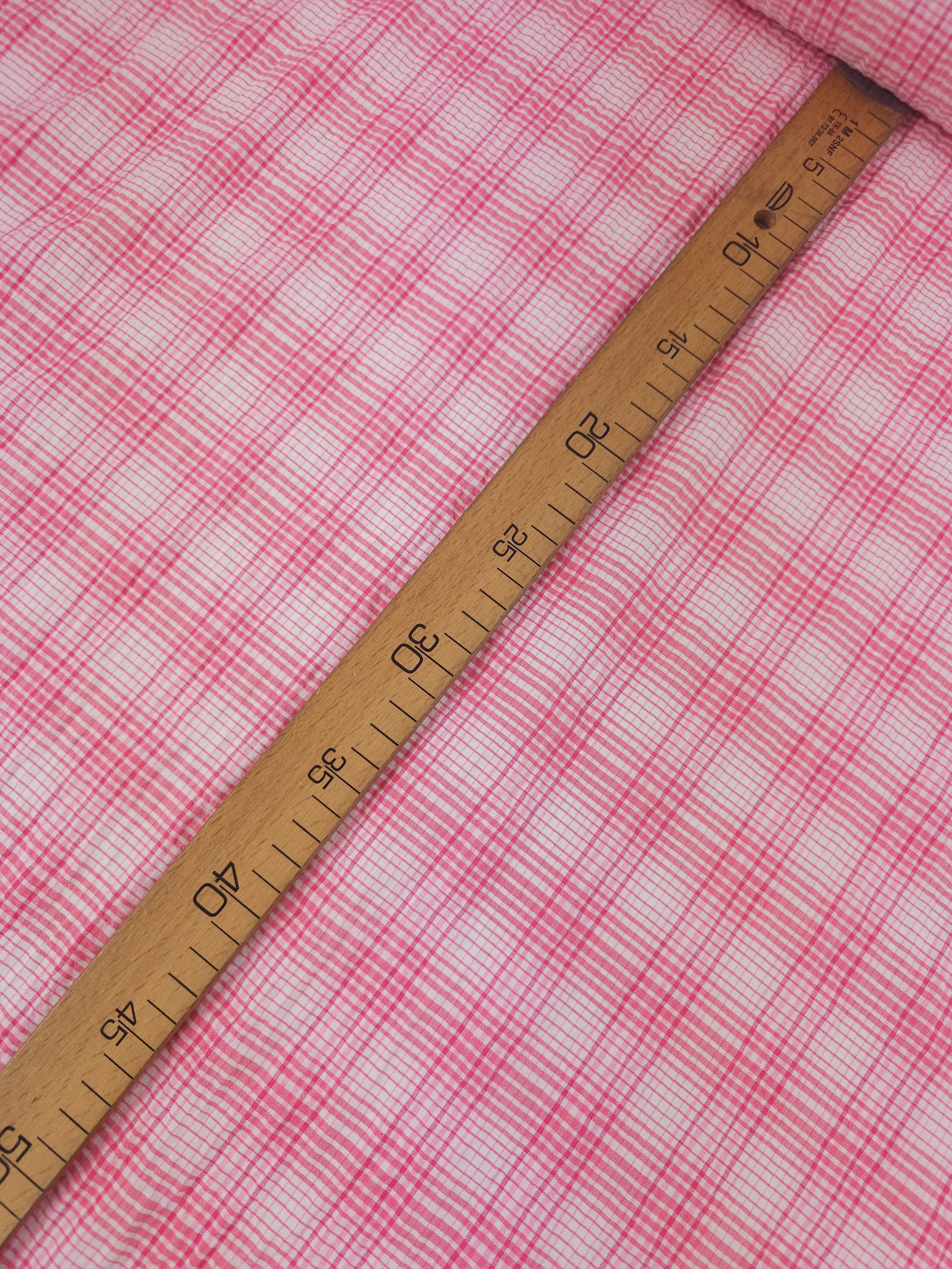 Pink Tartan Crinkle Cotton
