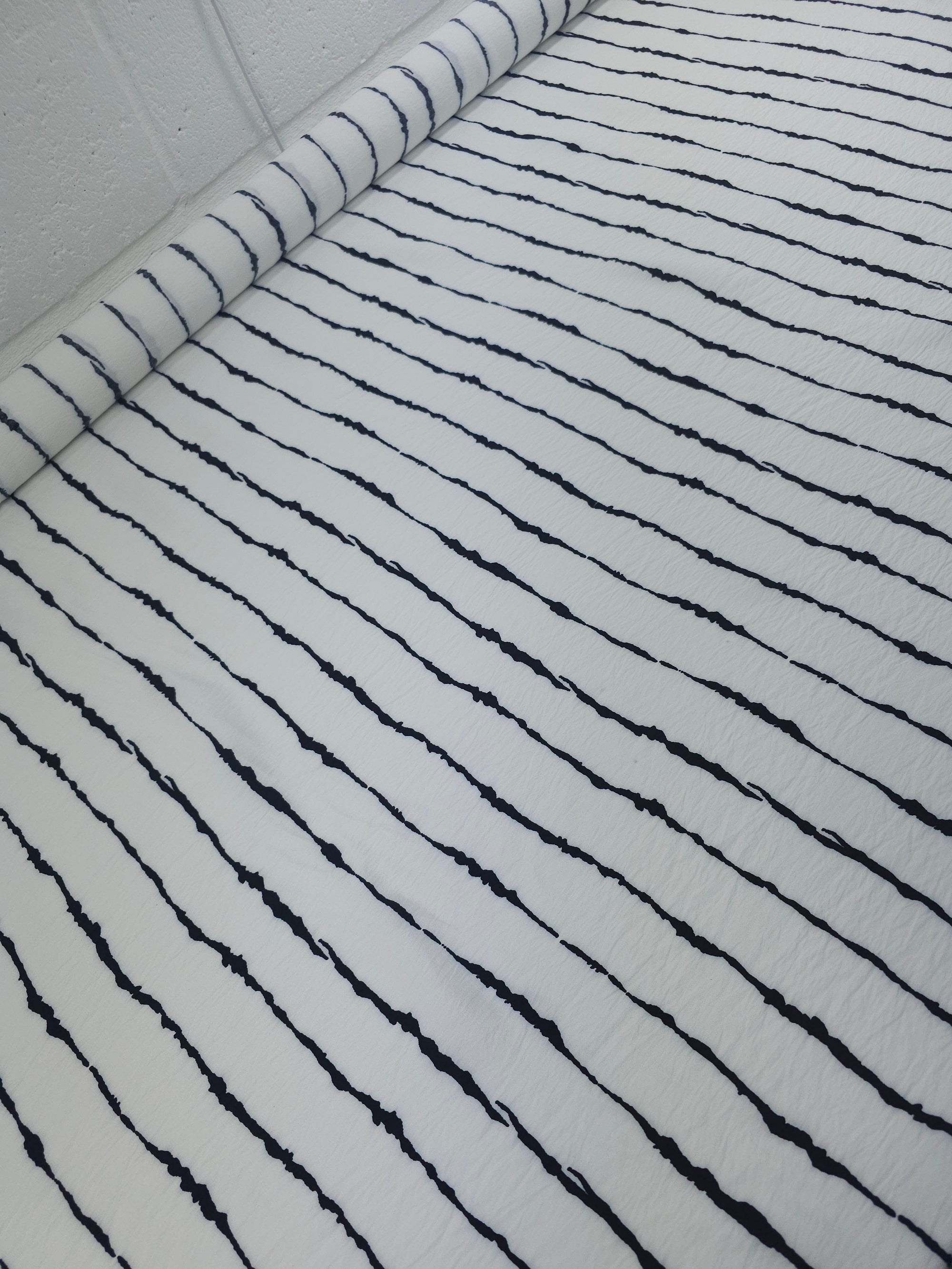 Black/White Twine Stripe Modal Viscose