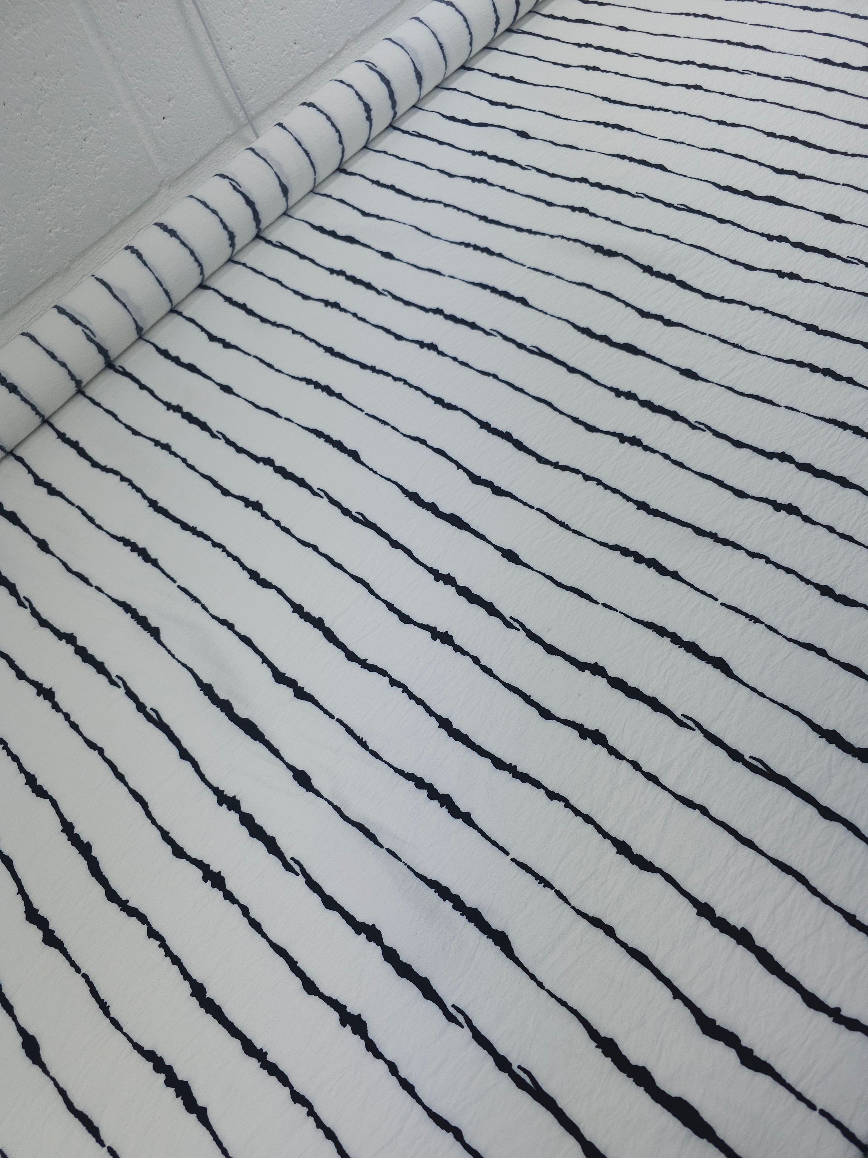 Black/White Twine Stripe Modal Viscose