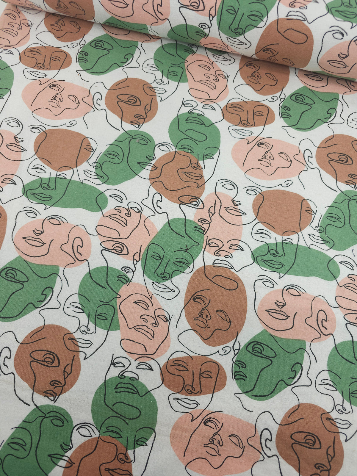 Abstract Sketched Faces Lightweight Flannel Cotton - Joann
