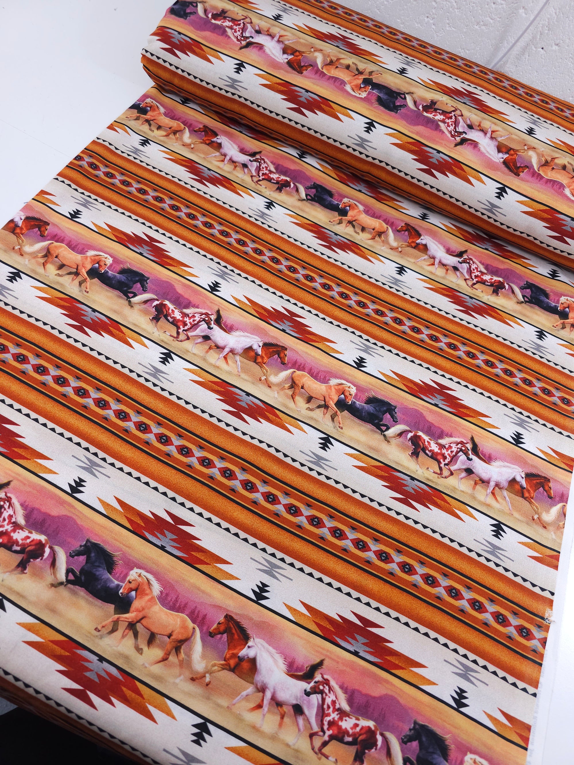 Horses Running With The Sun 100% Cotton