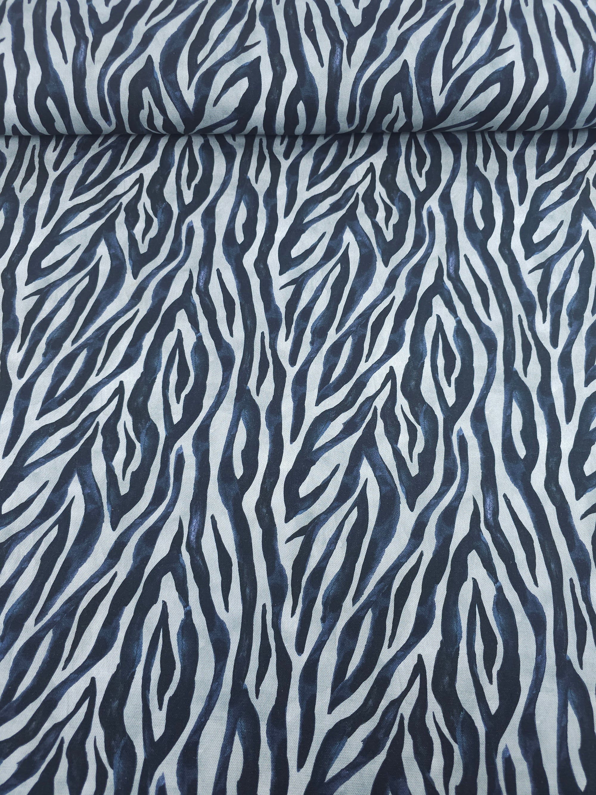 Navy Zebra Stripe Canvas Cotton