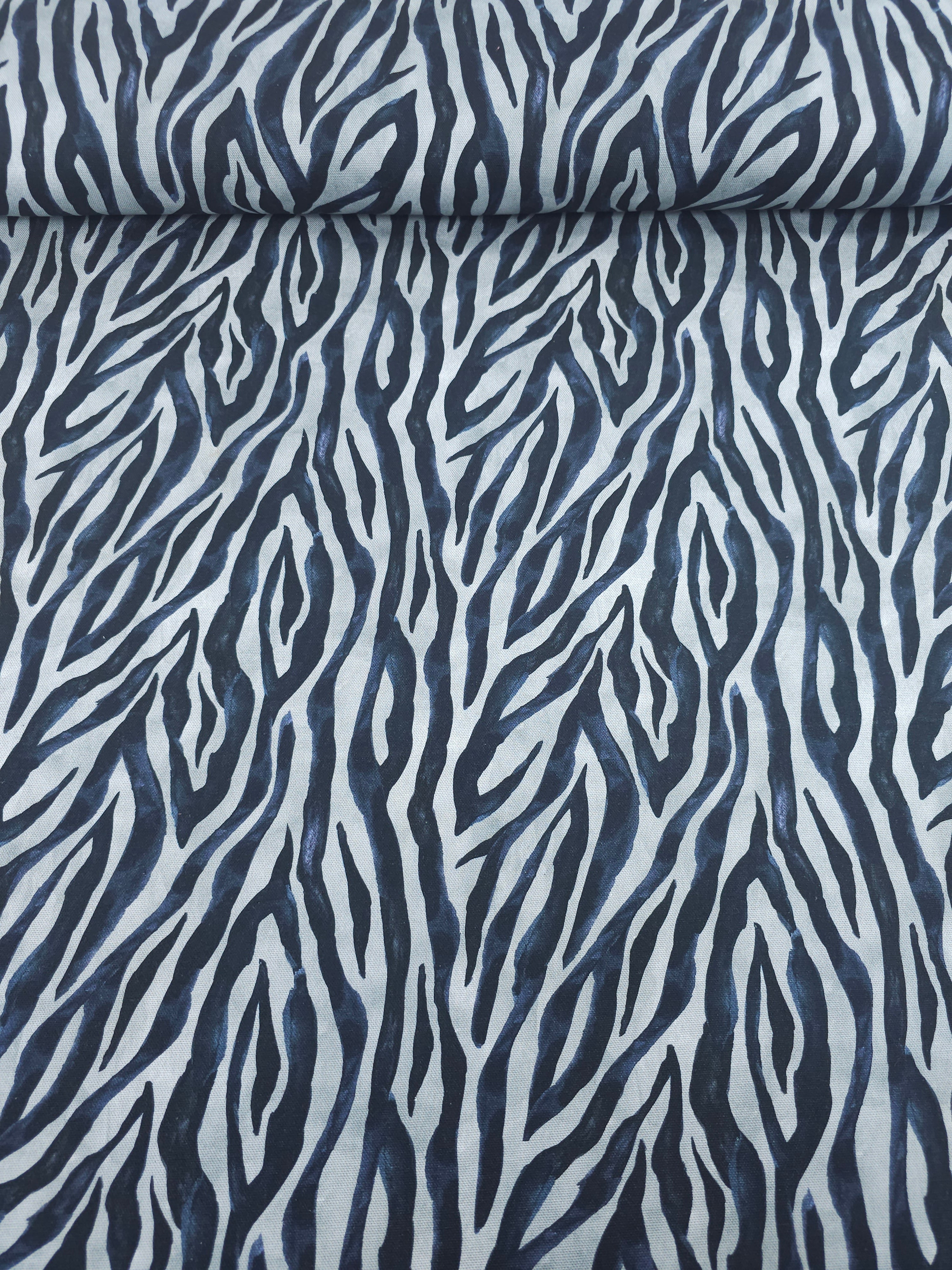 Navy Zebra Stripe Canvas Cotton