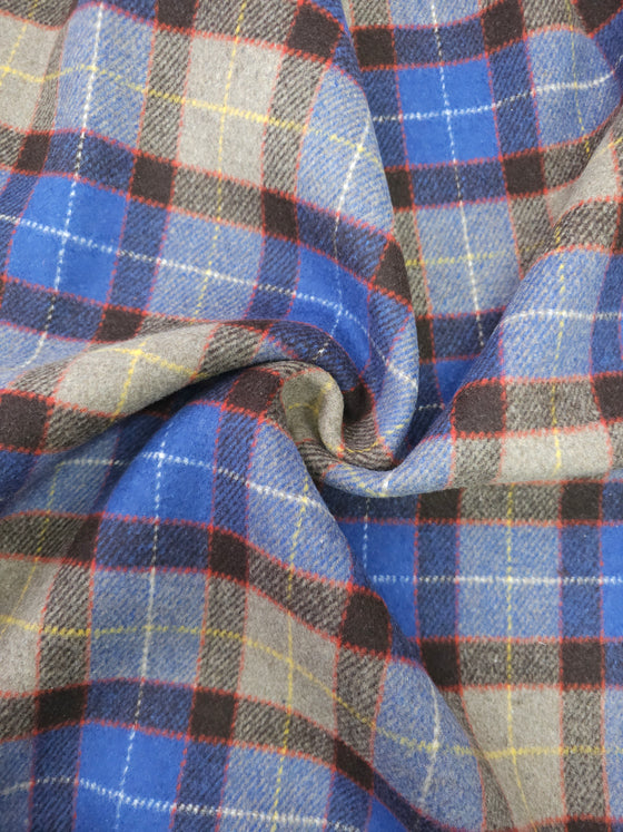 Grey/Blue Tartan Heavyweight Wool Mix
