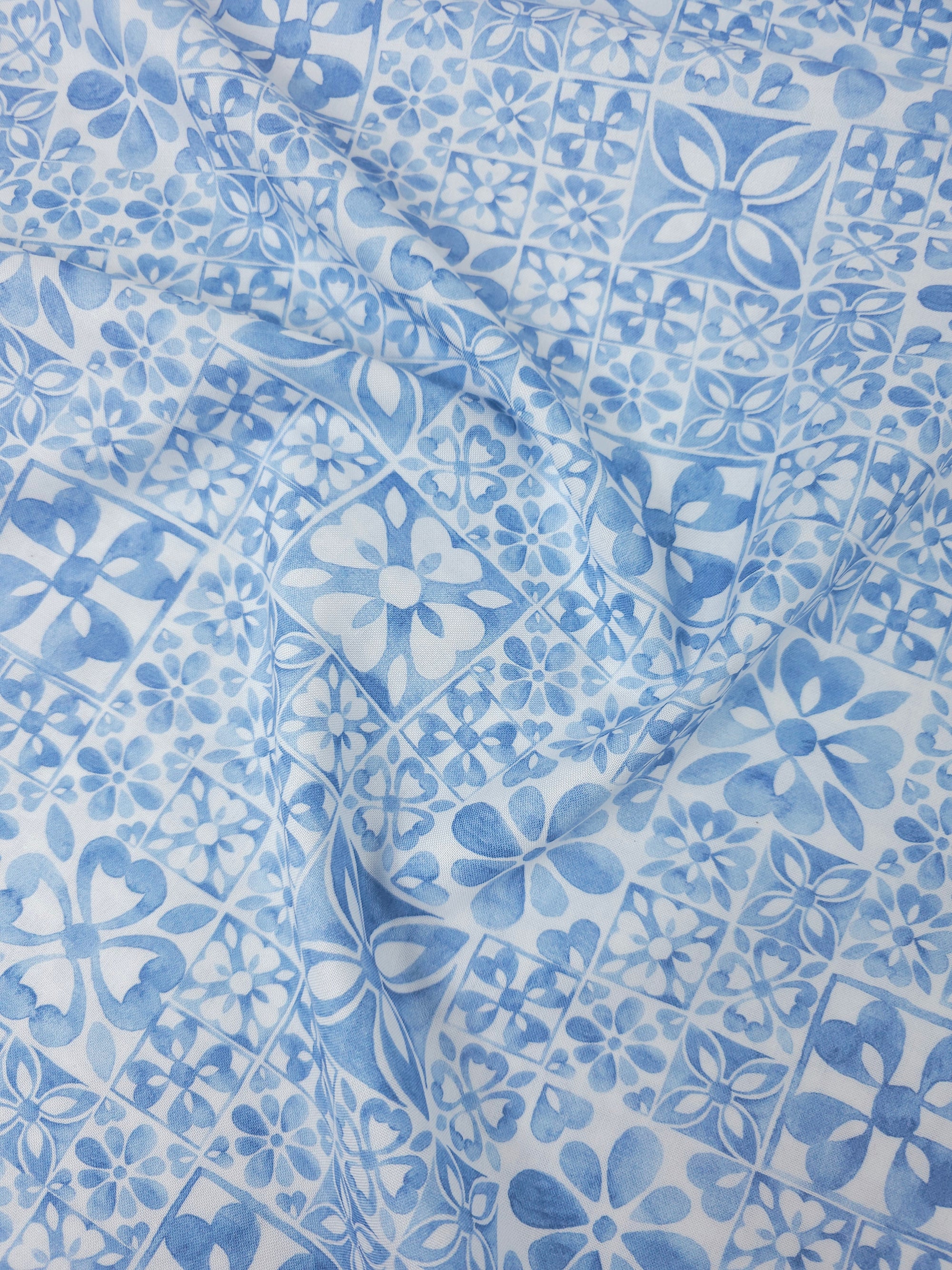 Pale Blue Mosaic Tile 100% Cotton - Michael Miller