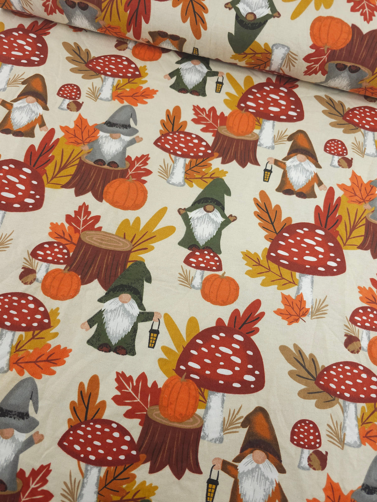 Autumn Pumpkin Gnomes Lightweight Flannel Cotton
