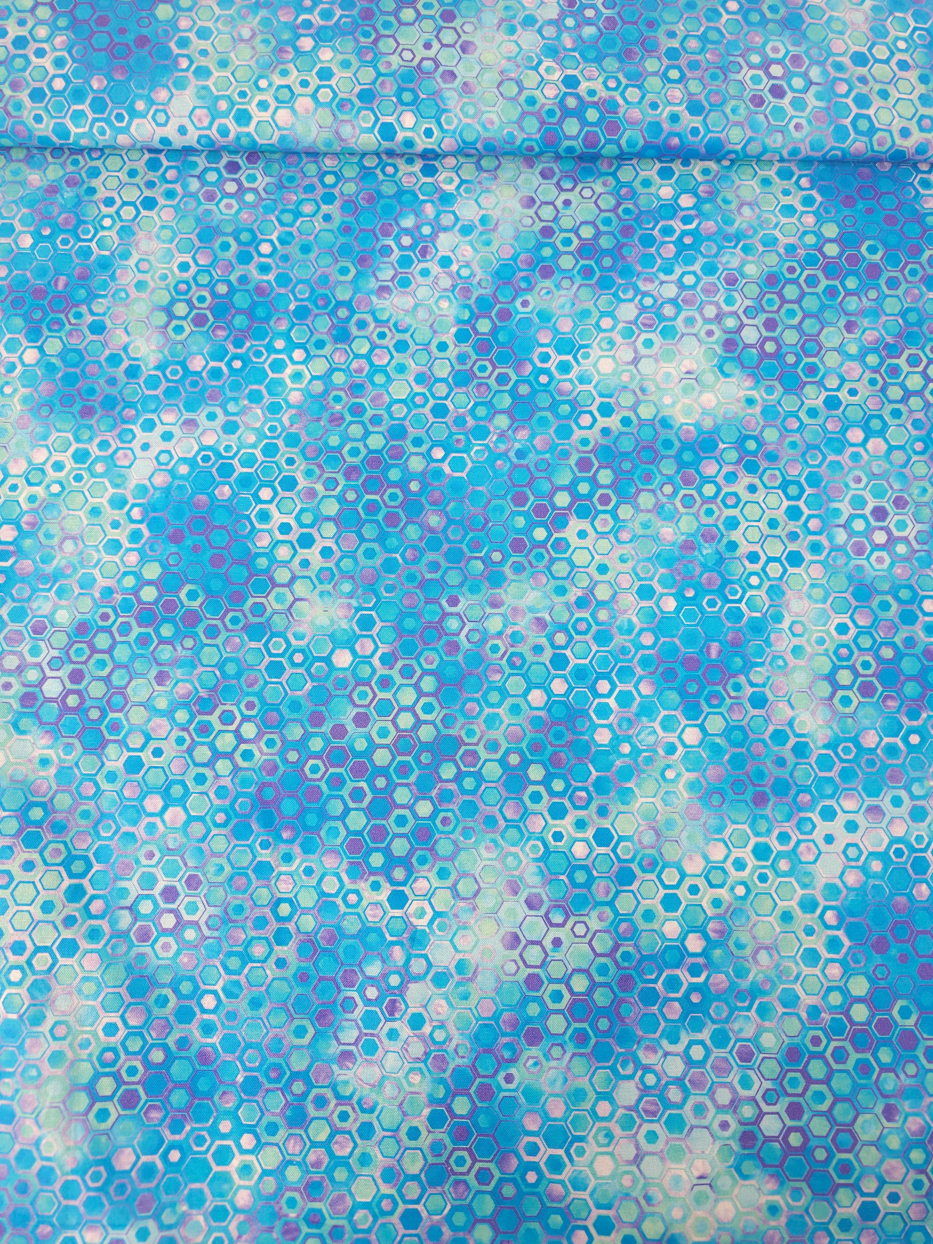 Light Blue Hexagon Phantasma 100% Cotton - Robert Kaufman