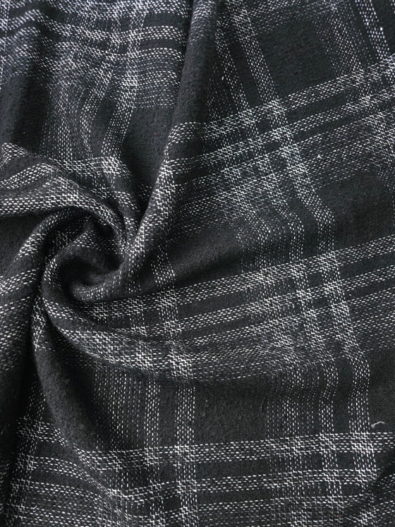 Black/White Tartan Lightweight Wool Mix